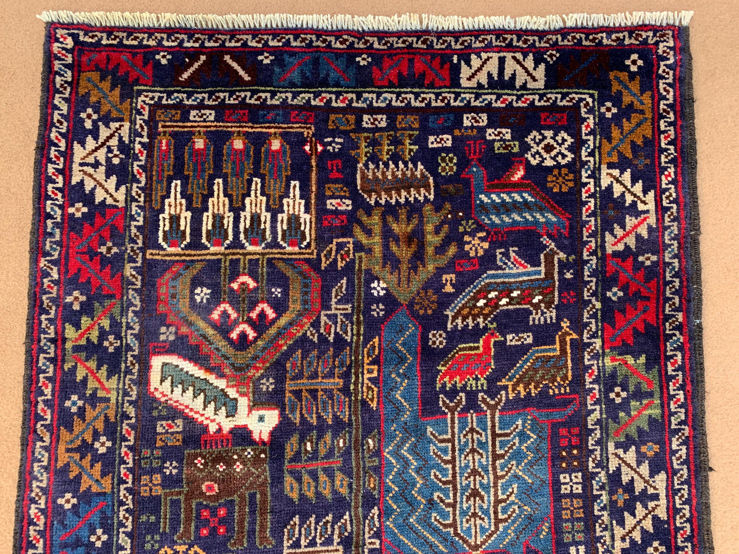 3x10 Ft Vintage Pictorial Runner Rug Handmade Afghan Baluchi Rug