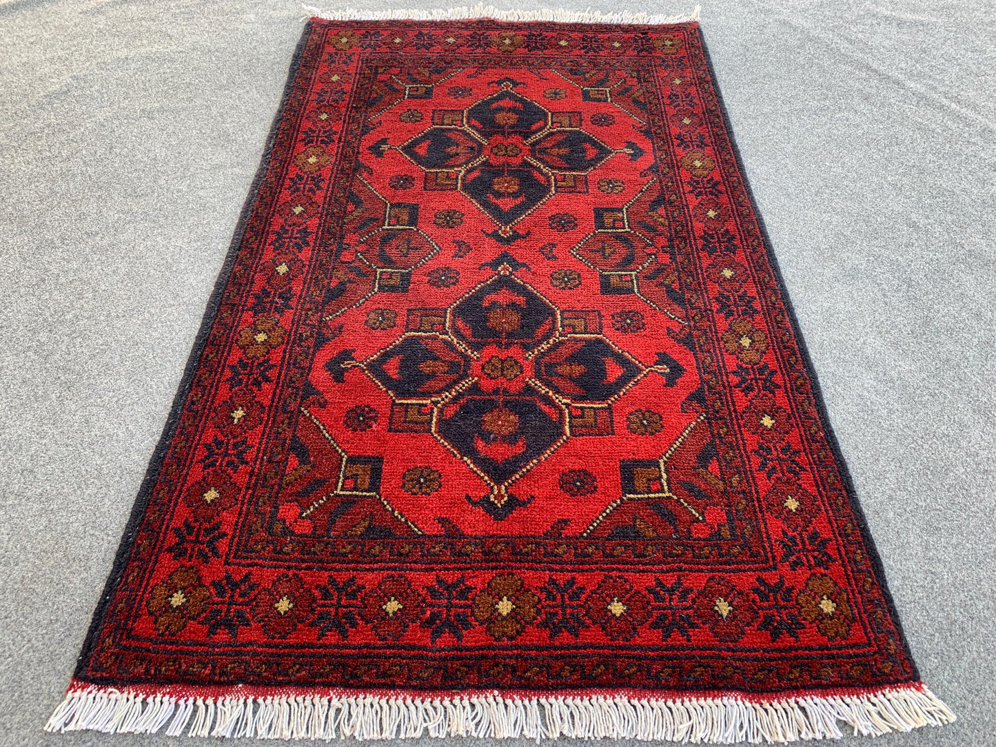 Vintage Bukhara Rug 3x4 ft Khal Muhammadi design Bukhara Rug,