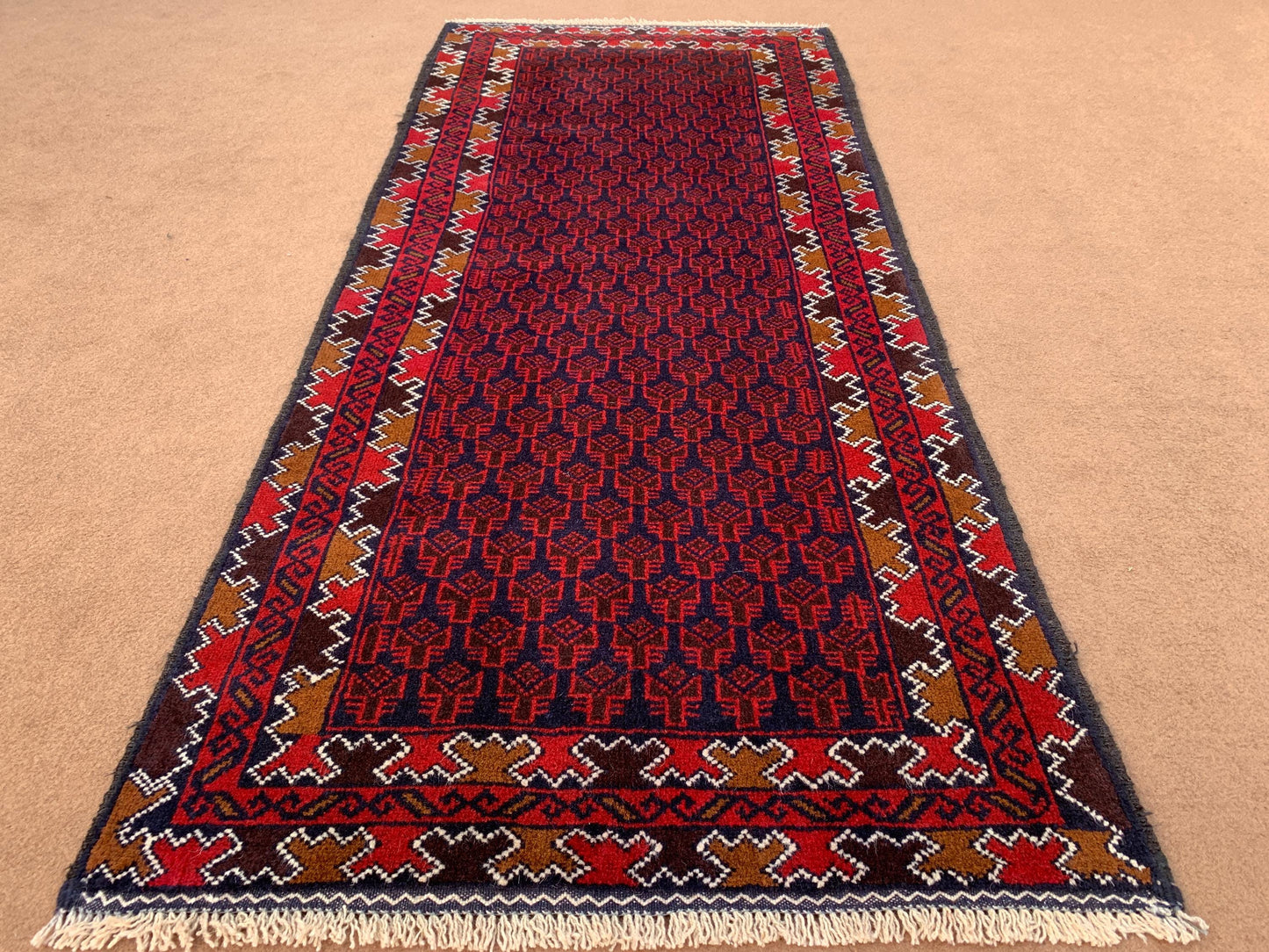 3x6 ft Antique Afghan Baluchi Runner Rug