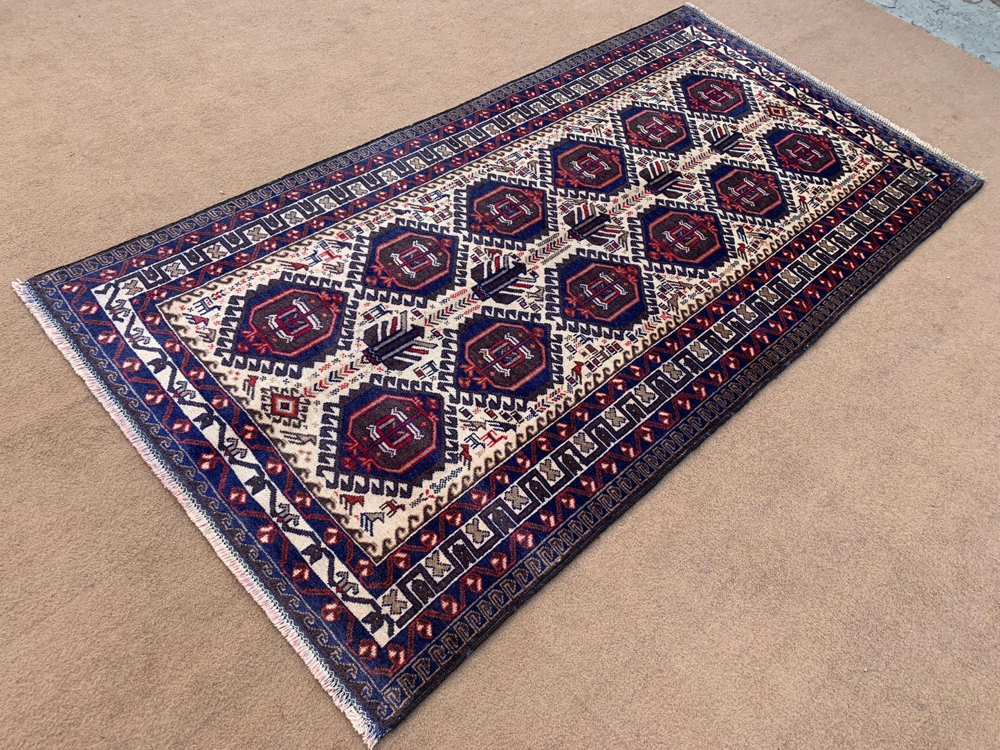 4x7 ft Handmade Baluchi Runner Rug