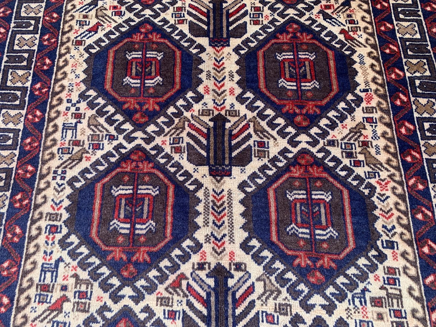 4x7 ft Handmade Baluchi Runner Rug