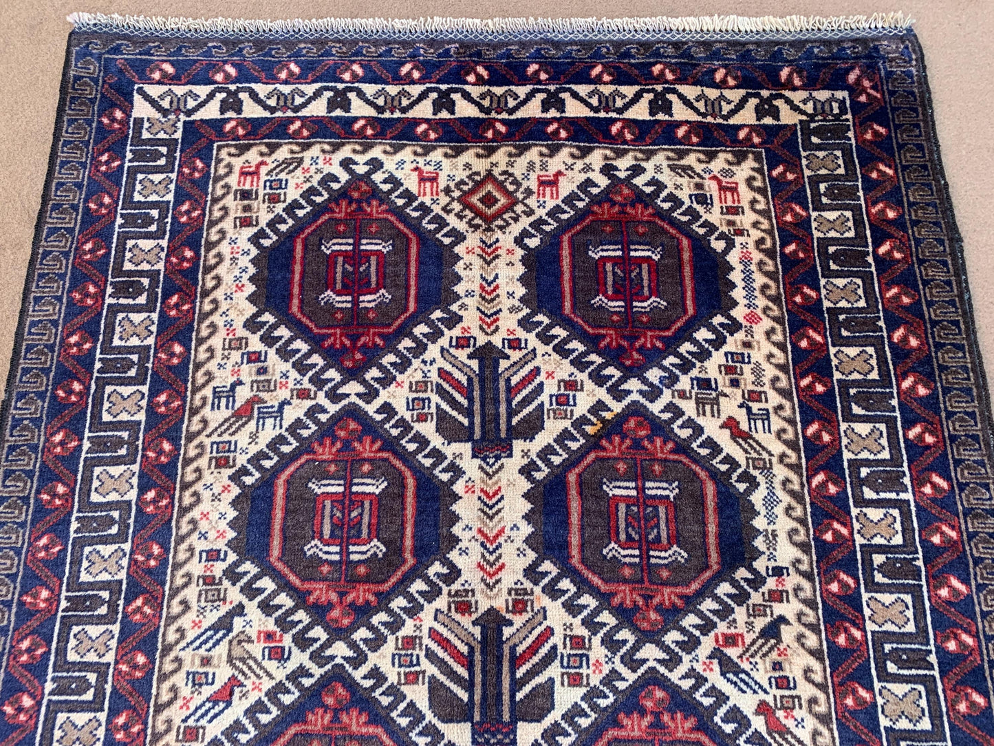 4x7 ft Handmade Baluchi Runner Rug