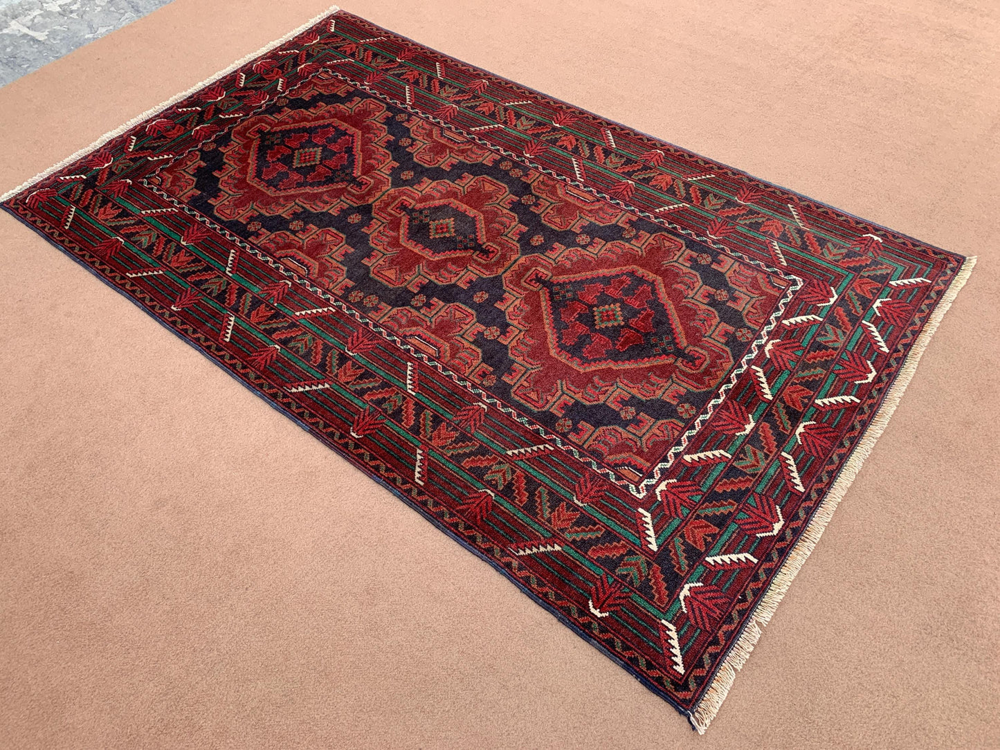 4x6 ft Geometric Vintage Baluchi Rug