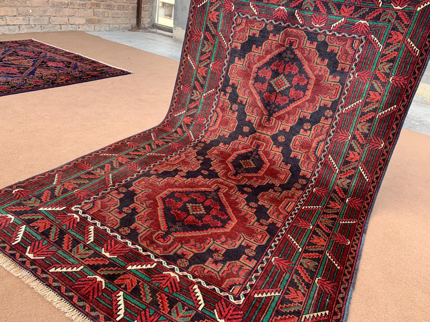 4x6 ft Geometric Vintage Baluchi Rug