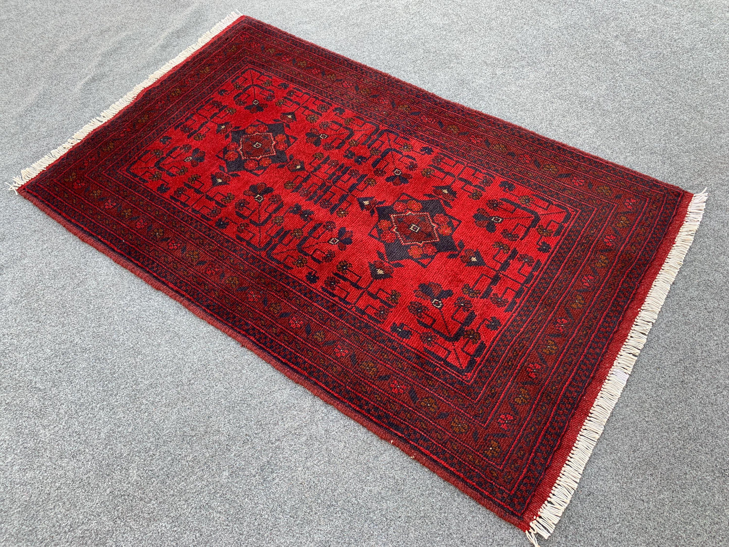 3x4 ft Afghan Handmade Rug Vintage Bukhara Bukhara design