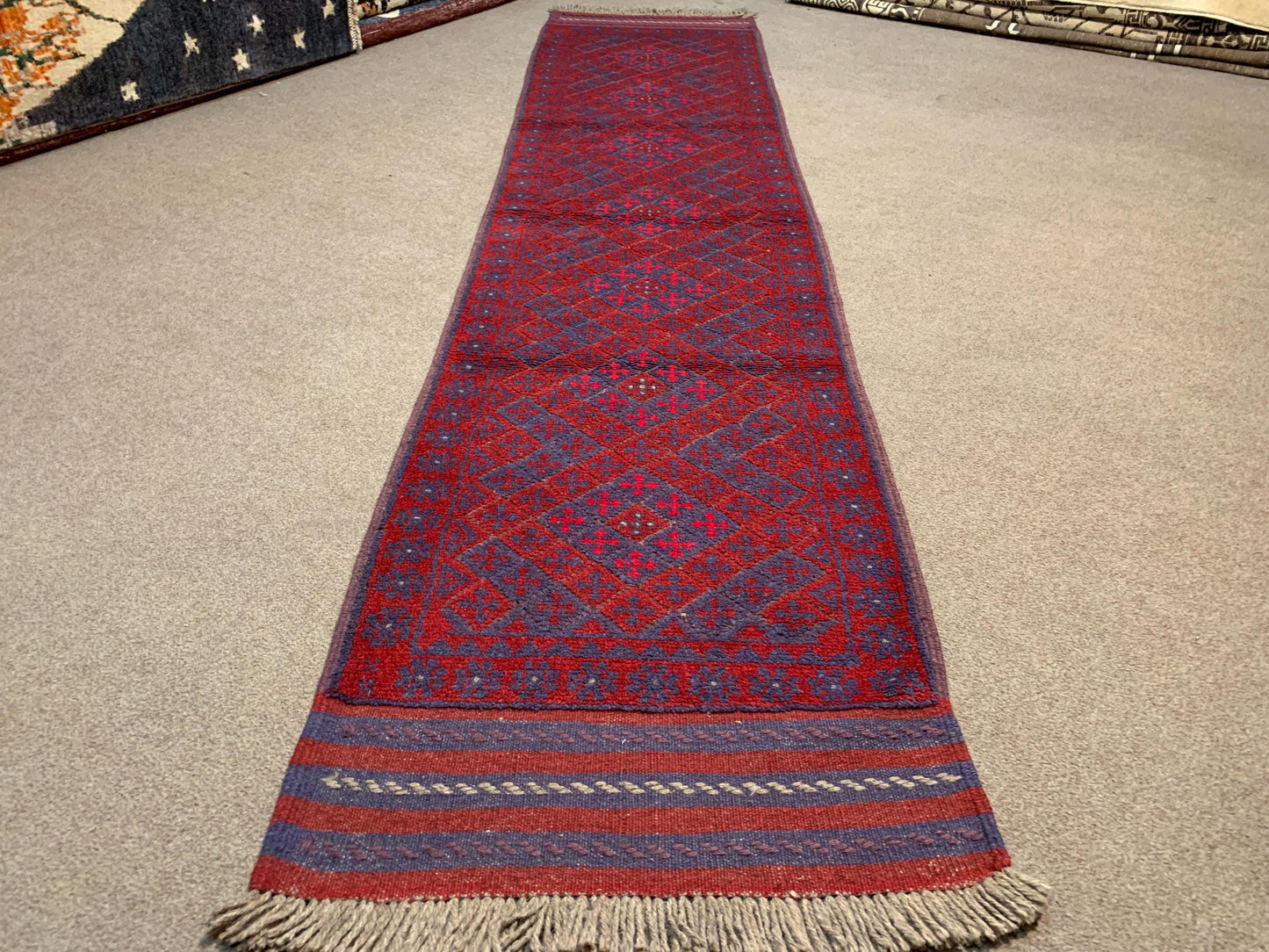 2x8 ft Vintage Runner Rug Afghan Handmade Rug,