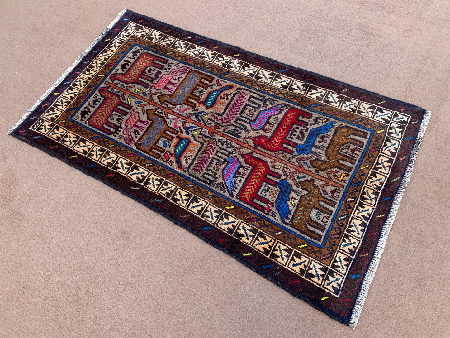 Pictorial Animal Birds Rug 3x5 Afghan Handmade Rug,