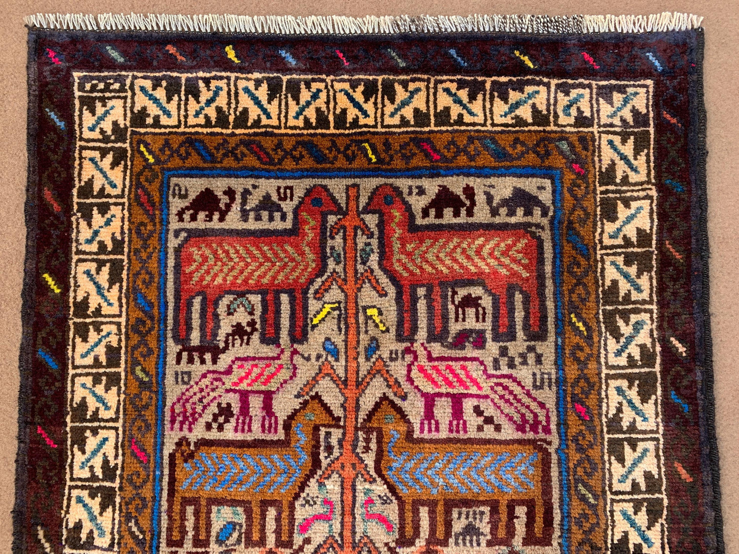 Pictorial Animal Birds Rug 3x5 Afghan Handmade Rug,
