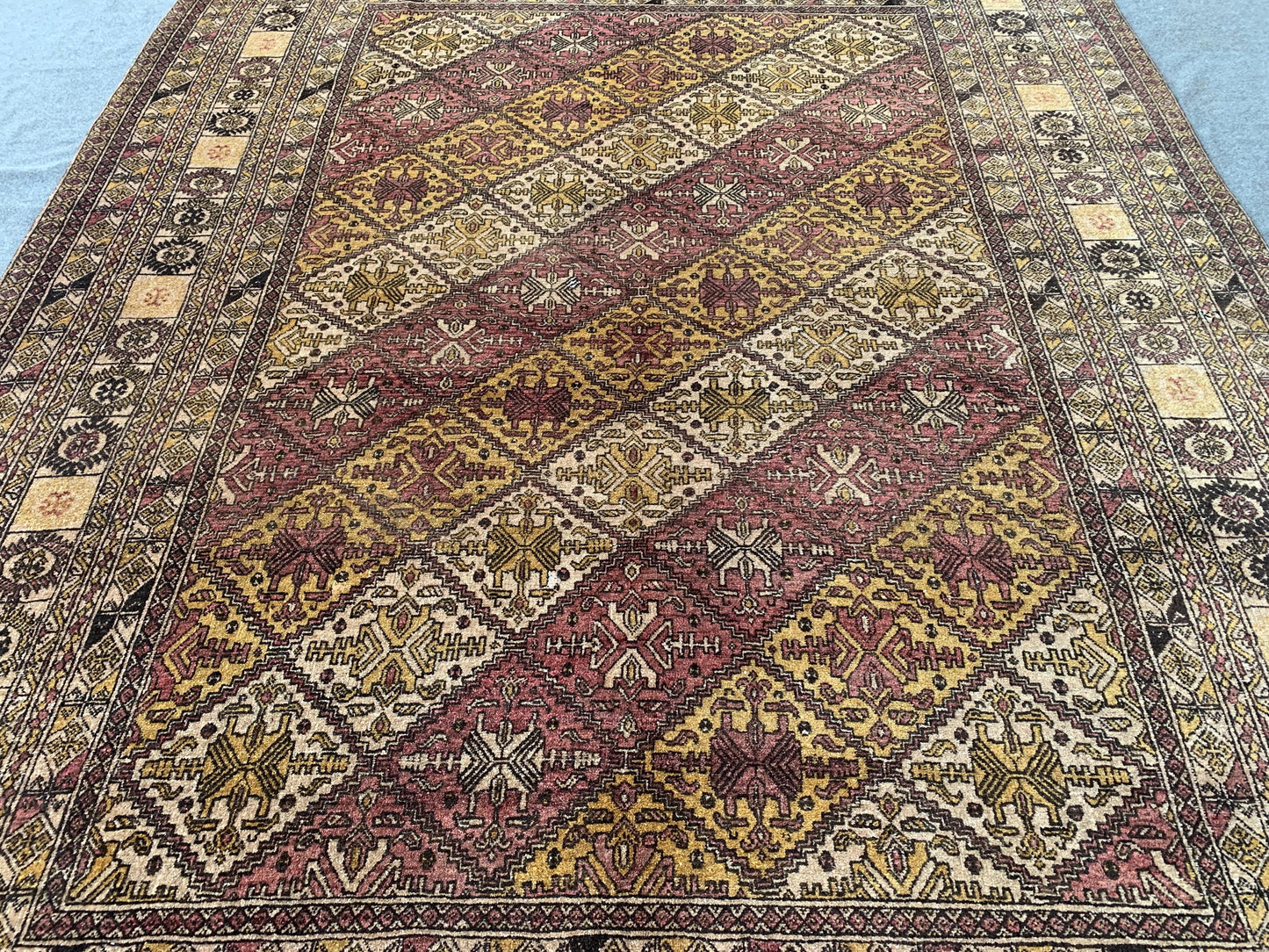 Large Antique Rug 8x11 ft Handmade Wool Rug,