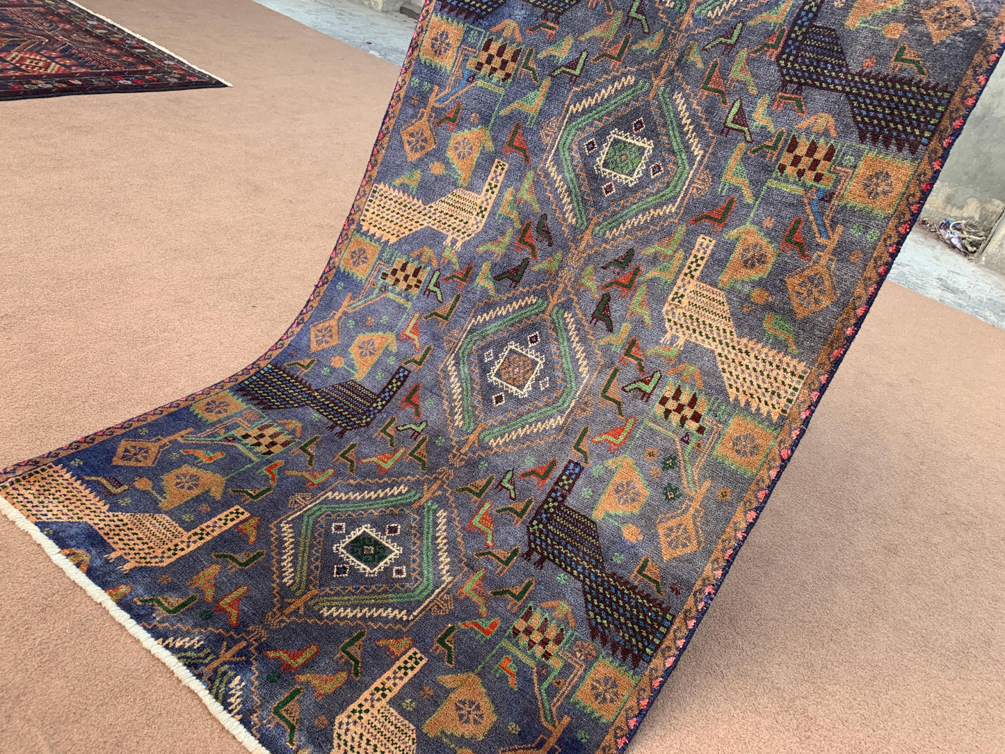 Pictorial Vintage Rug 3x4 ft Peacock Birds design Rug,