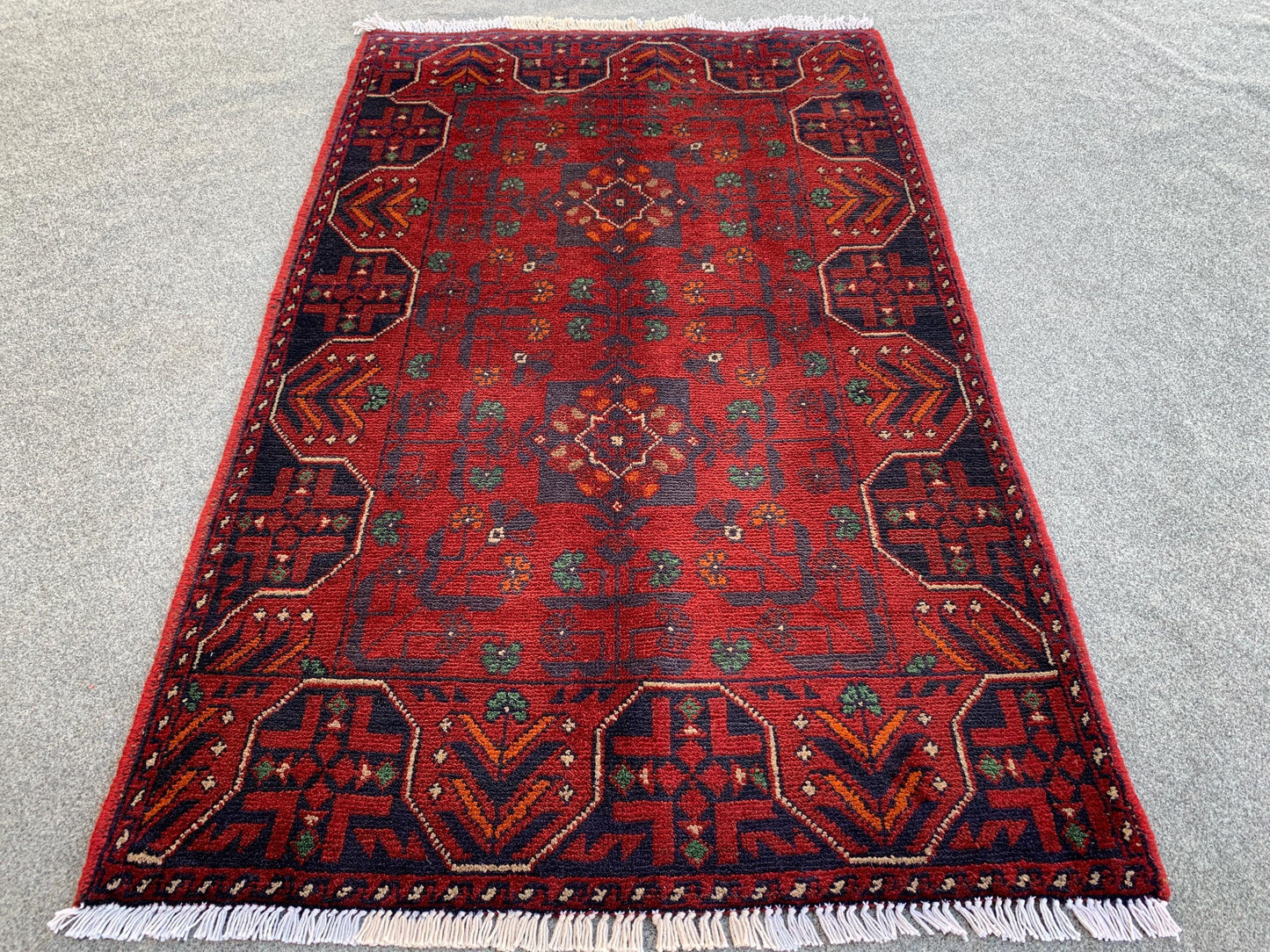 Navy Red Bukhara Rug 3x4 ft Khal Muhammadi design Rug,