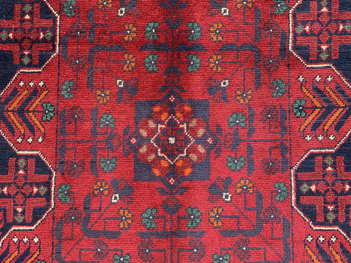 Navy Red Bukhara Rug 3x4 ft Khal Muhammadi design Rug,