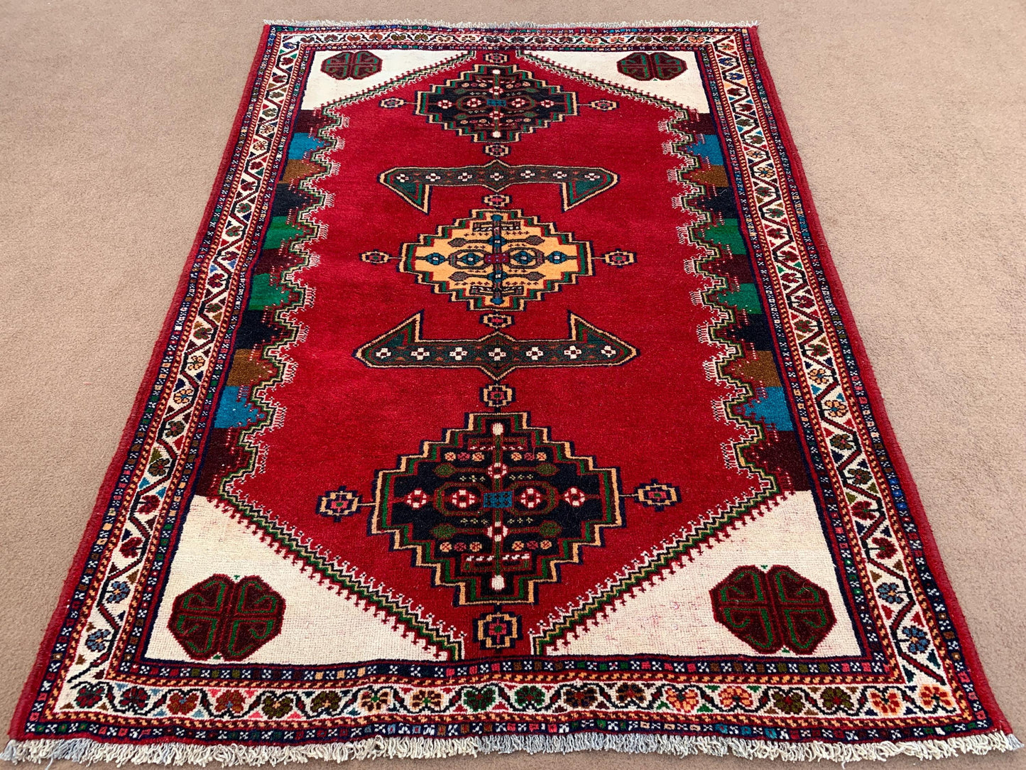 4x5 ft Vintage Caucasian Rug