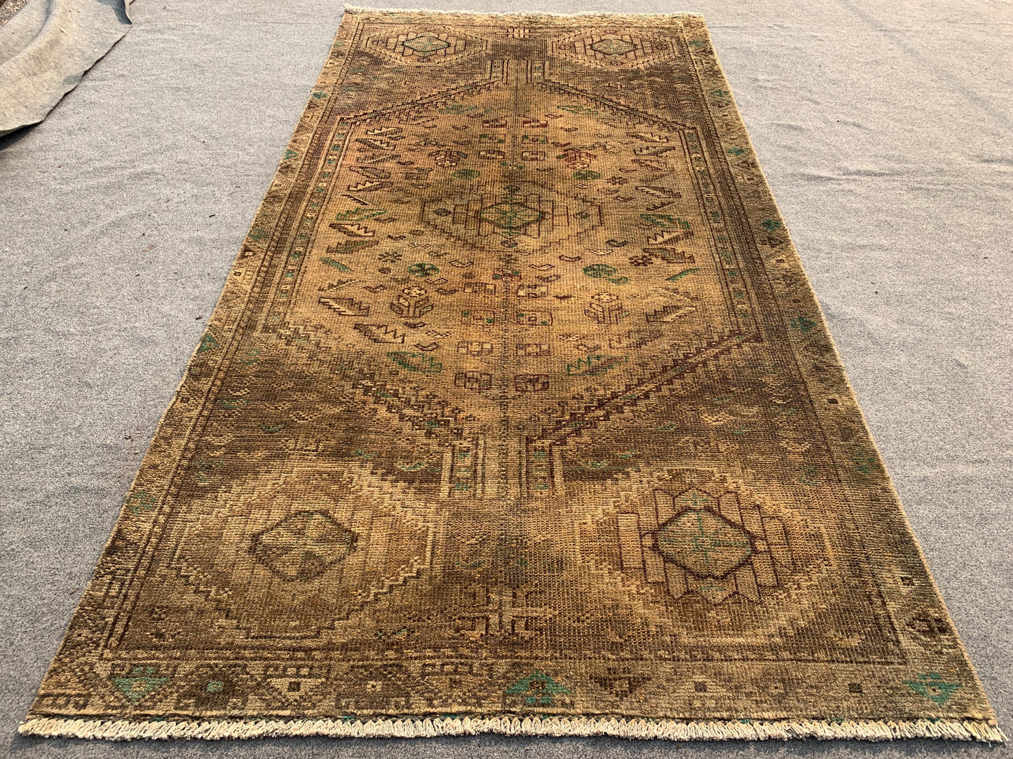 4x8 ft 1950s Antique Caucasian Low Pile Rug