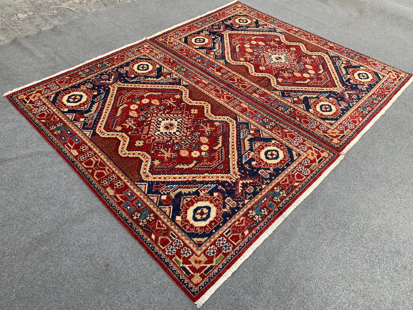 Set of 2 Piece , Handmade Afghan Rug Turkish design High Quality rug