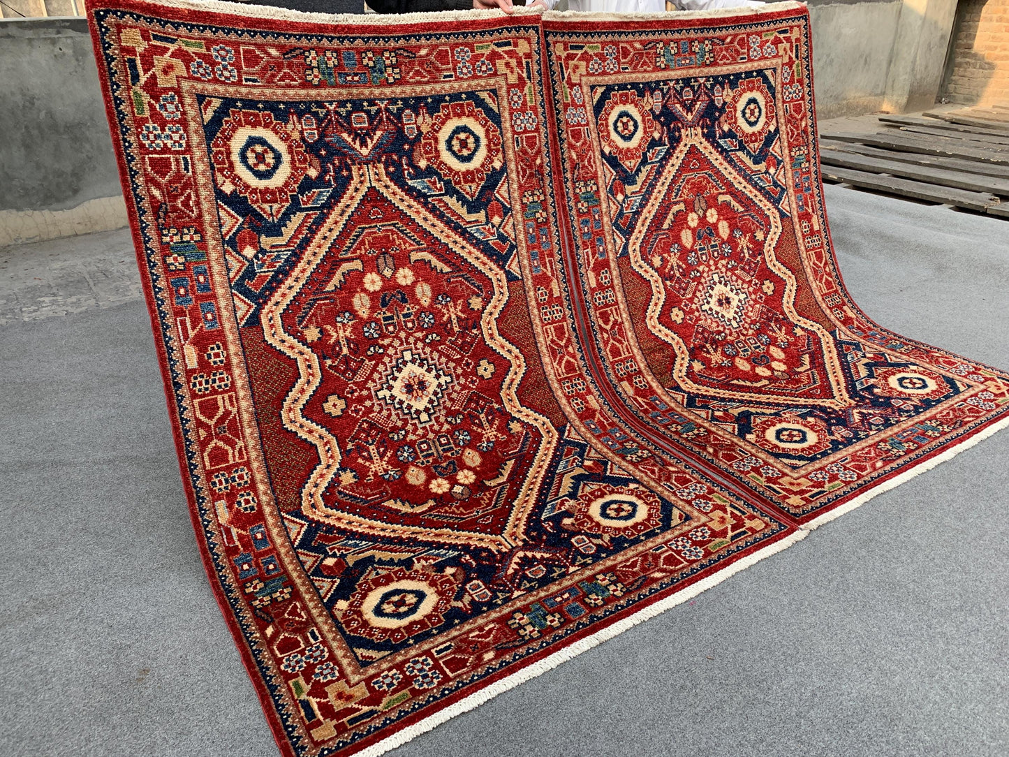 Set of 2 Piece , Handmade Afghan Rug Turkish design High Quality rug