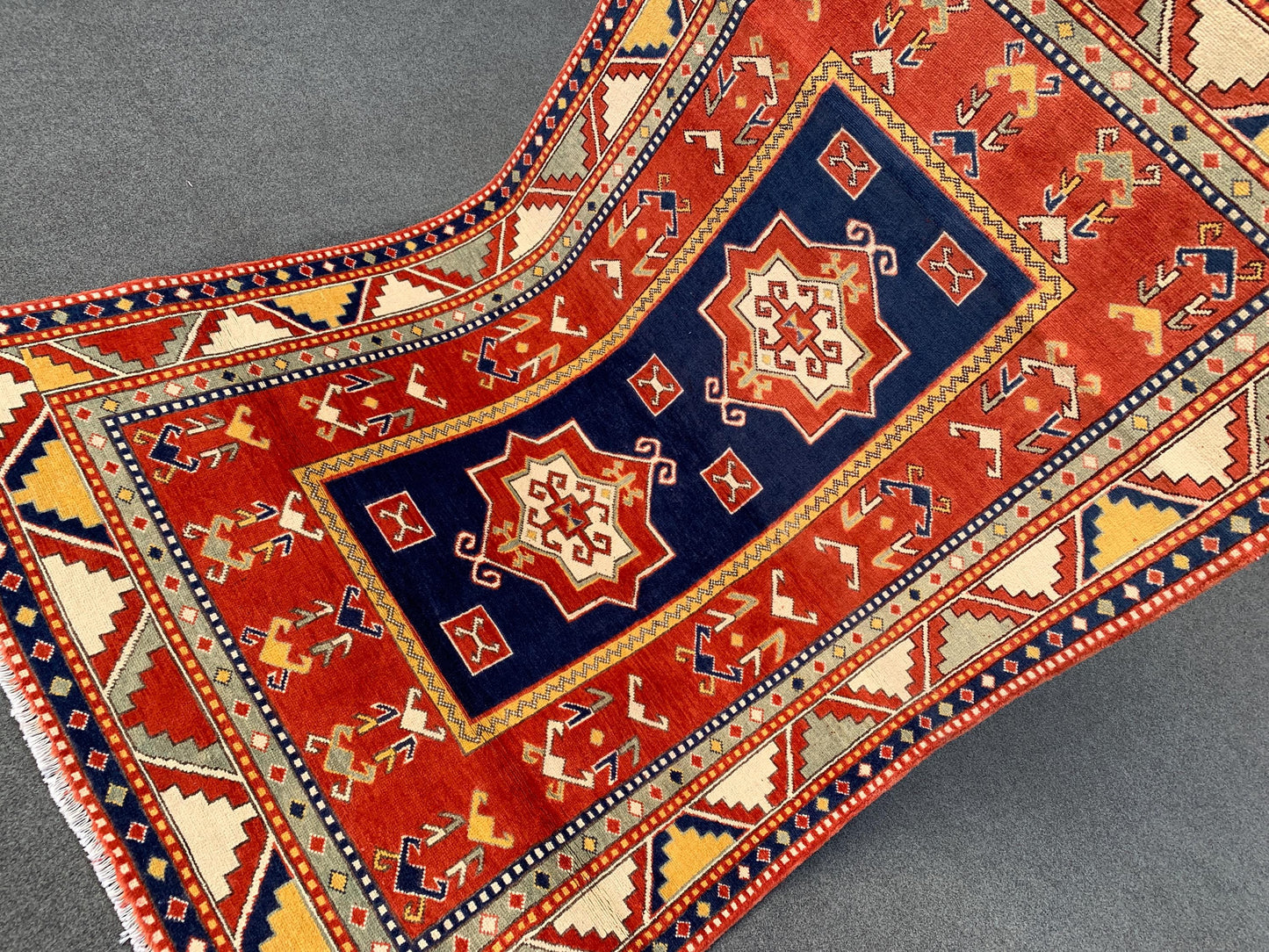 4x6 ft Afghan Handmade Geometric Peshawari Kazak Rug,