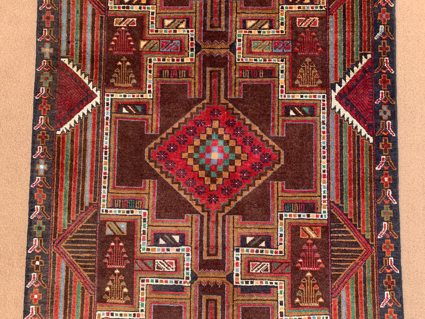 3x6 ft Vintage Afghan Herati Baluchi Rug