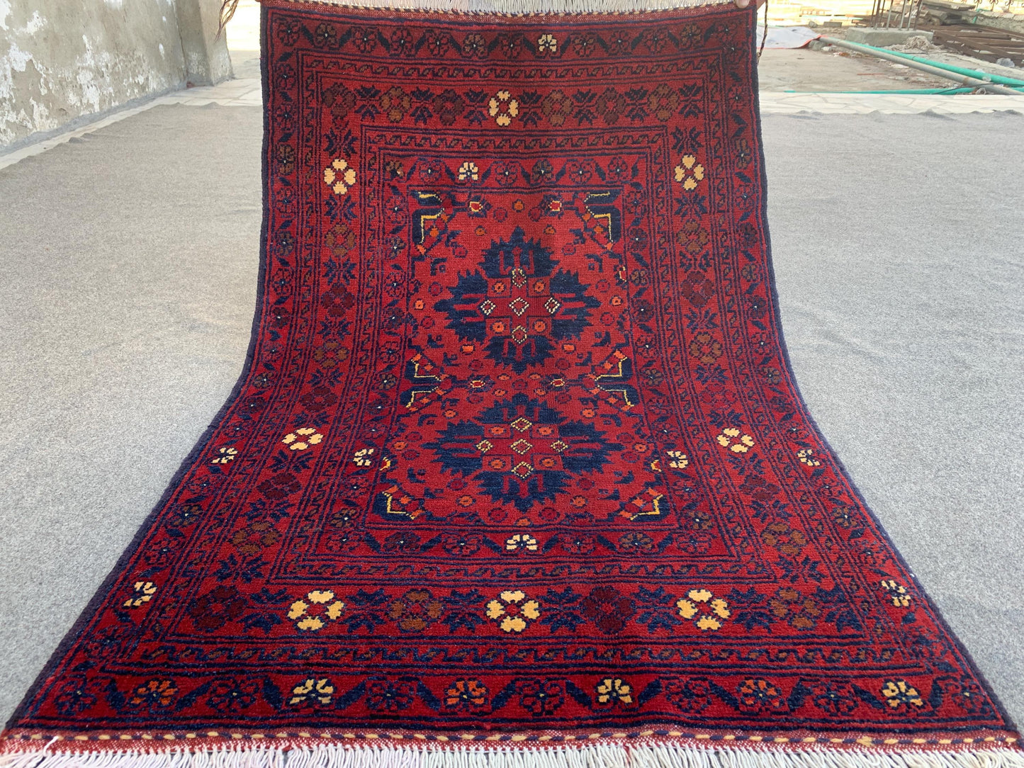 Vintage Bukhara Rug 3x4 ft Handmade Afghan Rug,