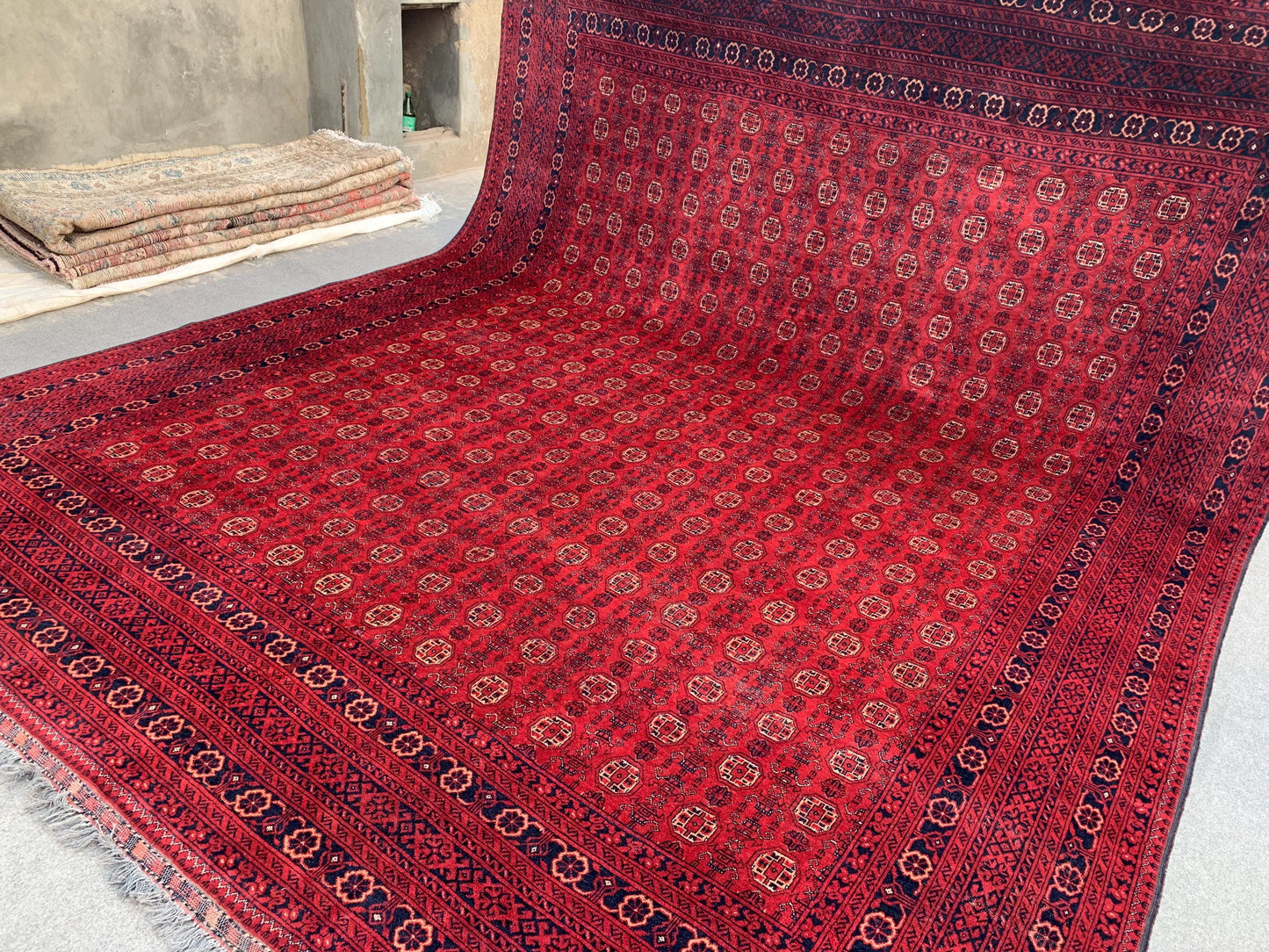 Large Kunduzi Rug 10x12 ft Handmade Wool Rug Mowri design Rug,