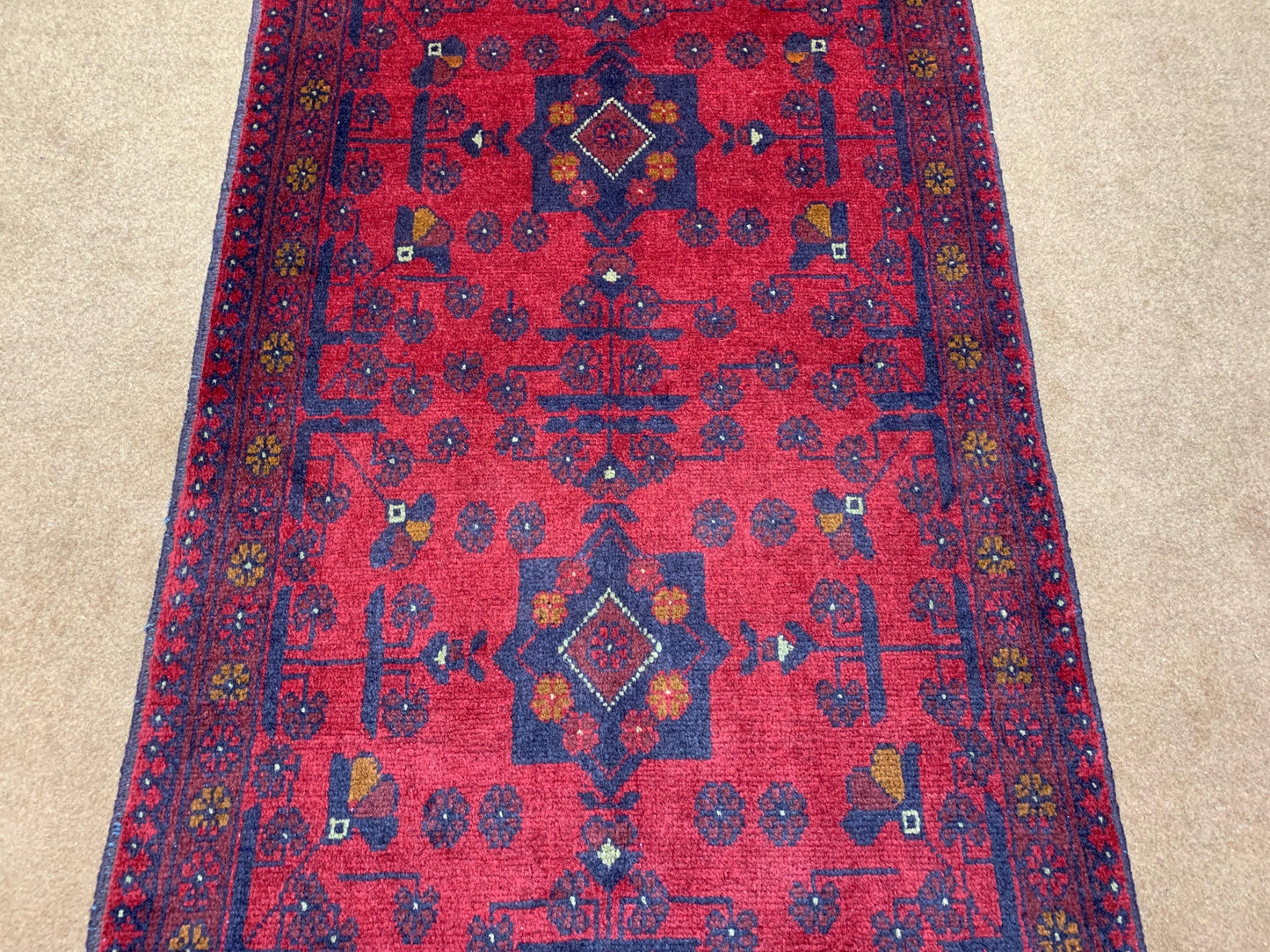 Bukhara design Rug 3x4 ft Handmade Afghan Rug, Tribal Wool Area Rug Oriental Khal Muhammadi Rug, Soft Pile Rug Entryway Kitchen Bedroom Rug.