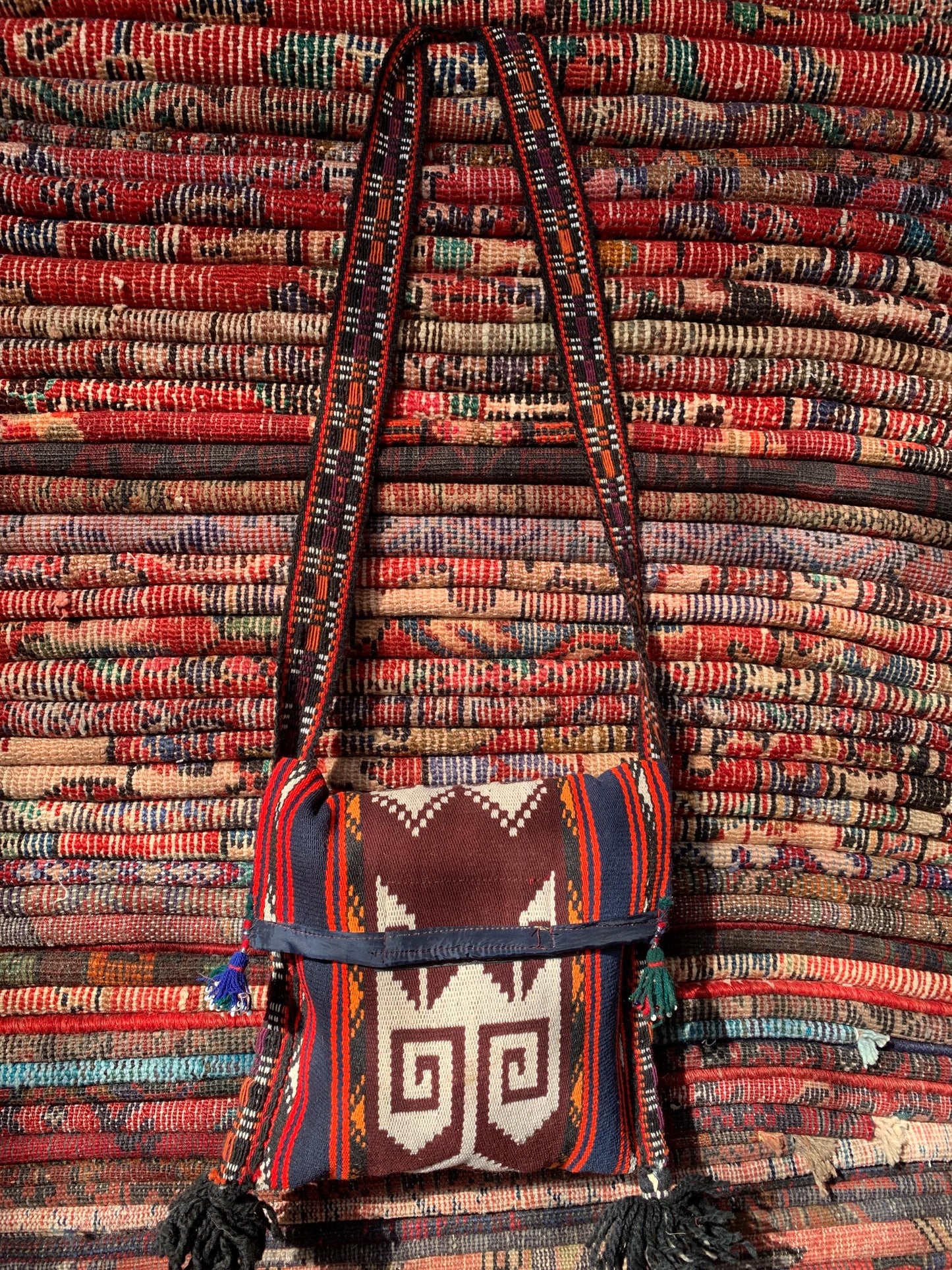 Backpack Kilim Rug, Vintage Afghan Handmade Backpack Rug, ck Kilim Rug,