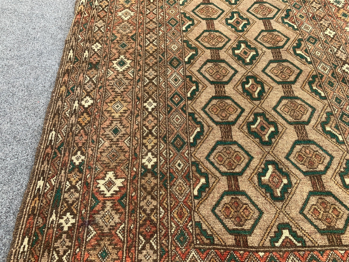 Vintage Baluchi Rug 3x6 ft Handmade Mowri design Baluchi Rug
