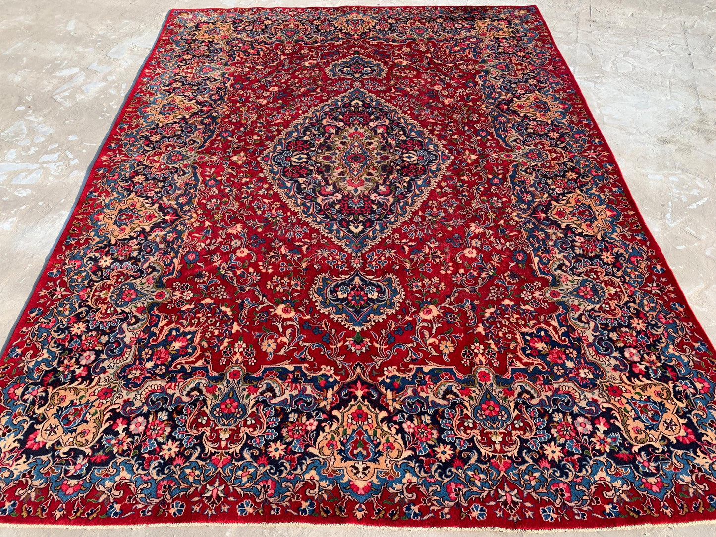 Large Red Geometric Rug 9x13 ft Afghan Handmade Wool Rug, Turkish design Rug