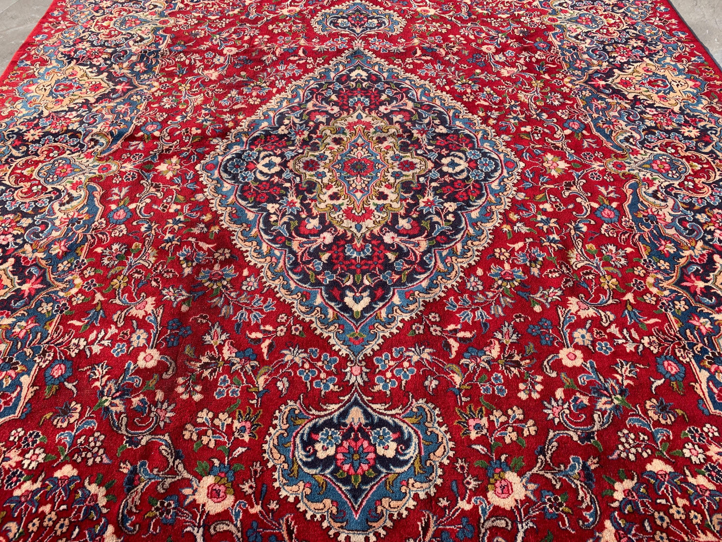 Large Red Geometric Rug 9x13 ft Afghan Handmade Wool Rug, Turkish design Rug