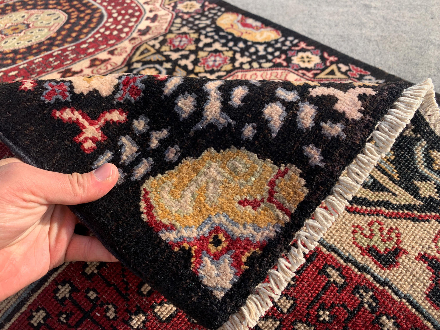 Black Chobi Rug 3x5 ft Handmade Afghan Rug Ersari design Rug, Oriental Wool Area Rug Natural dyes Rug, Bedroom Rug Kitchen Rug Entryway Rug.