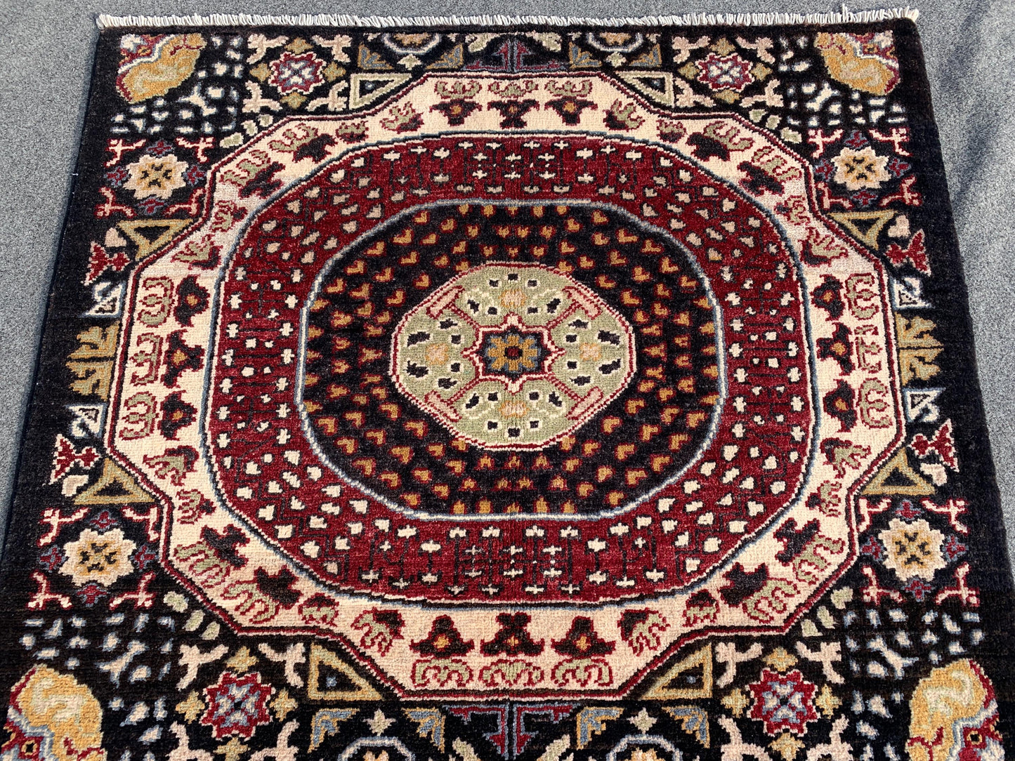 Black Chobi Rug 3x5 ft Handmade Afghan Rug Ersari design Rug, Oriental Wool Area Rug Natural dyes Rug, Bedroom Rug Kitchen Rug Entryway Rug.