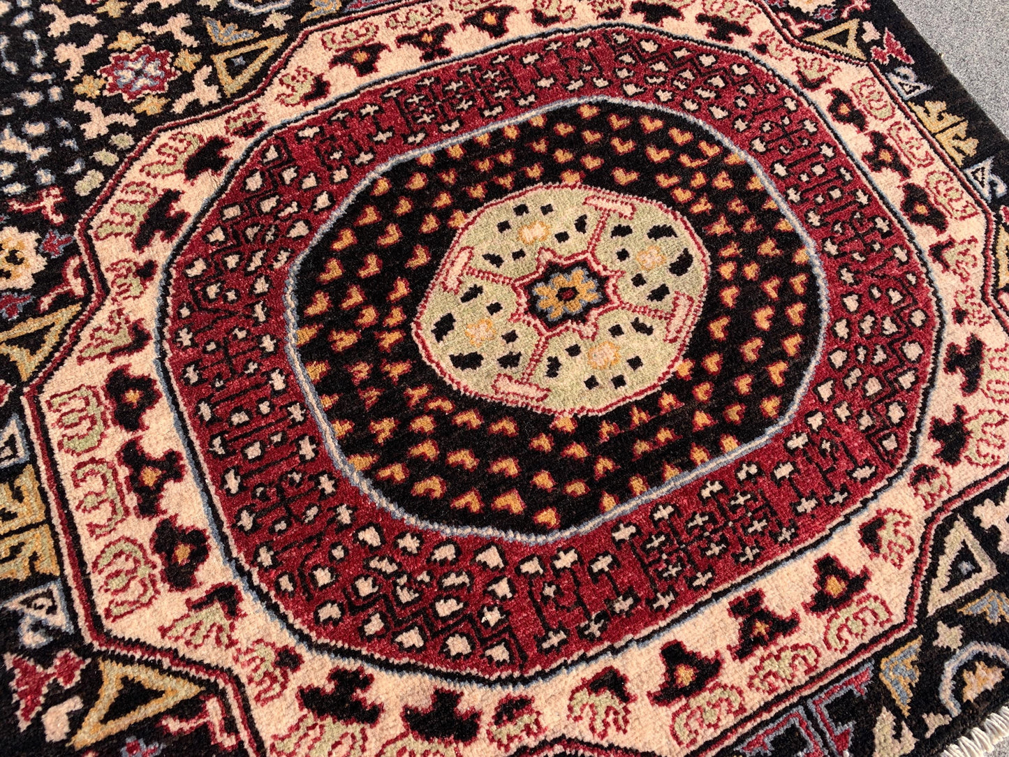 Black Chobi Rug 3x5 ft Handmade Afghan Rug Ersari design Rug, Oriental Wool Area Rug Natural dyes Rug, Bedroom Rug Kitchen Rug Entryway Rug.