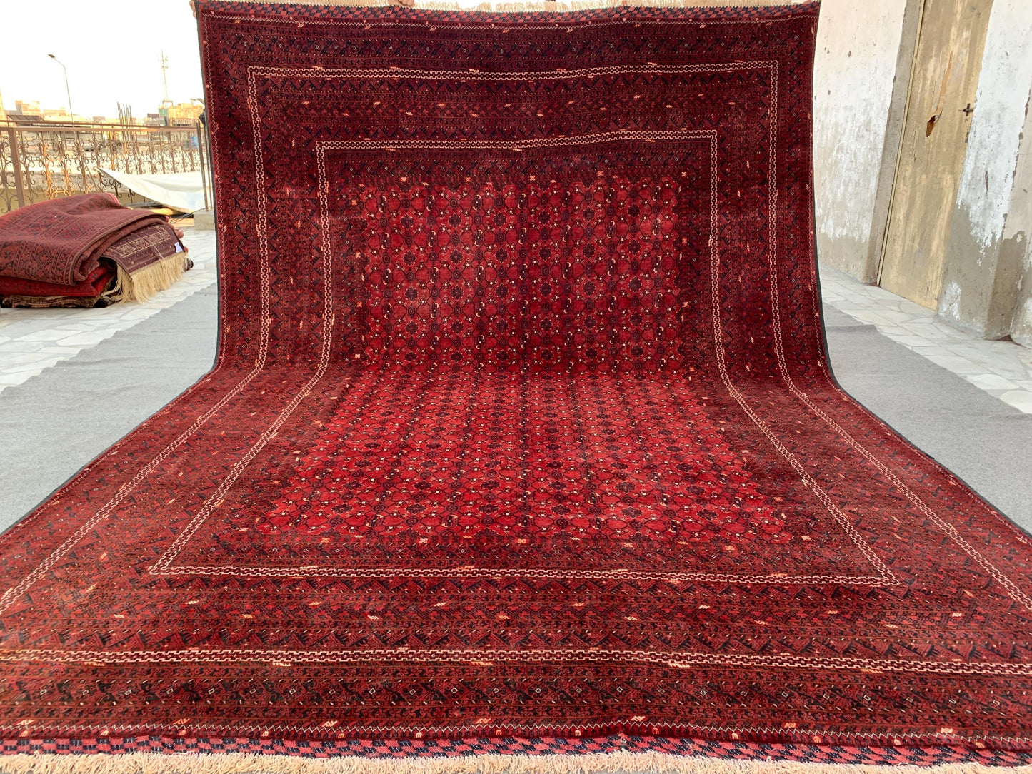 Large Afghan Rug 8x11 ft Handmade Turkmen Bukhara Wool Rug,