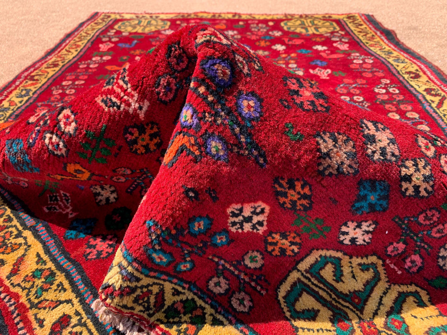 Antique Caucasian Rug 3x5 ft Afghan Handmade Rug Pictorial Floral Rug Vintage Oriental Rug Tribal Wool Area Rug Bedroom Rug Kitchen Rug etc.