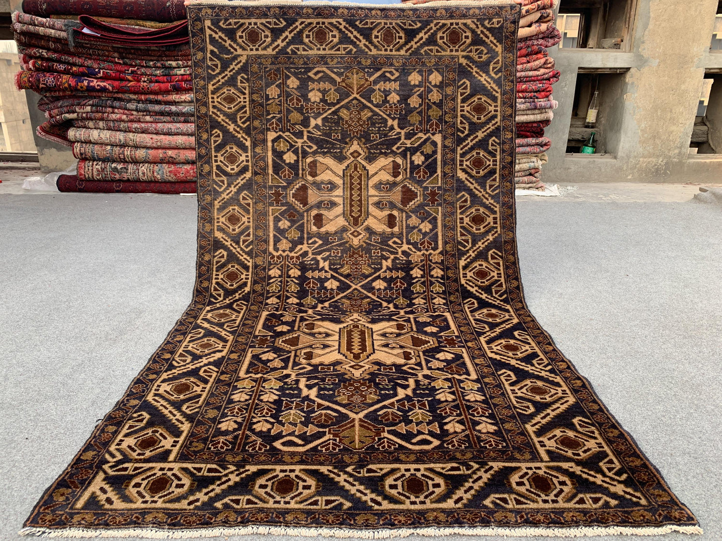 4x6 ft Vintage Herati Baluchi Rug,