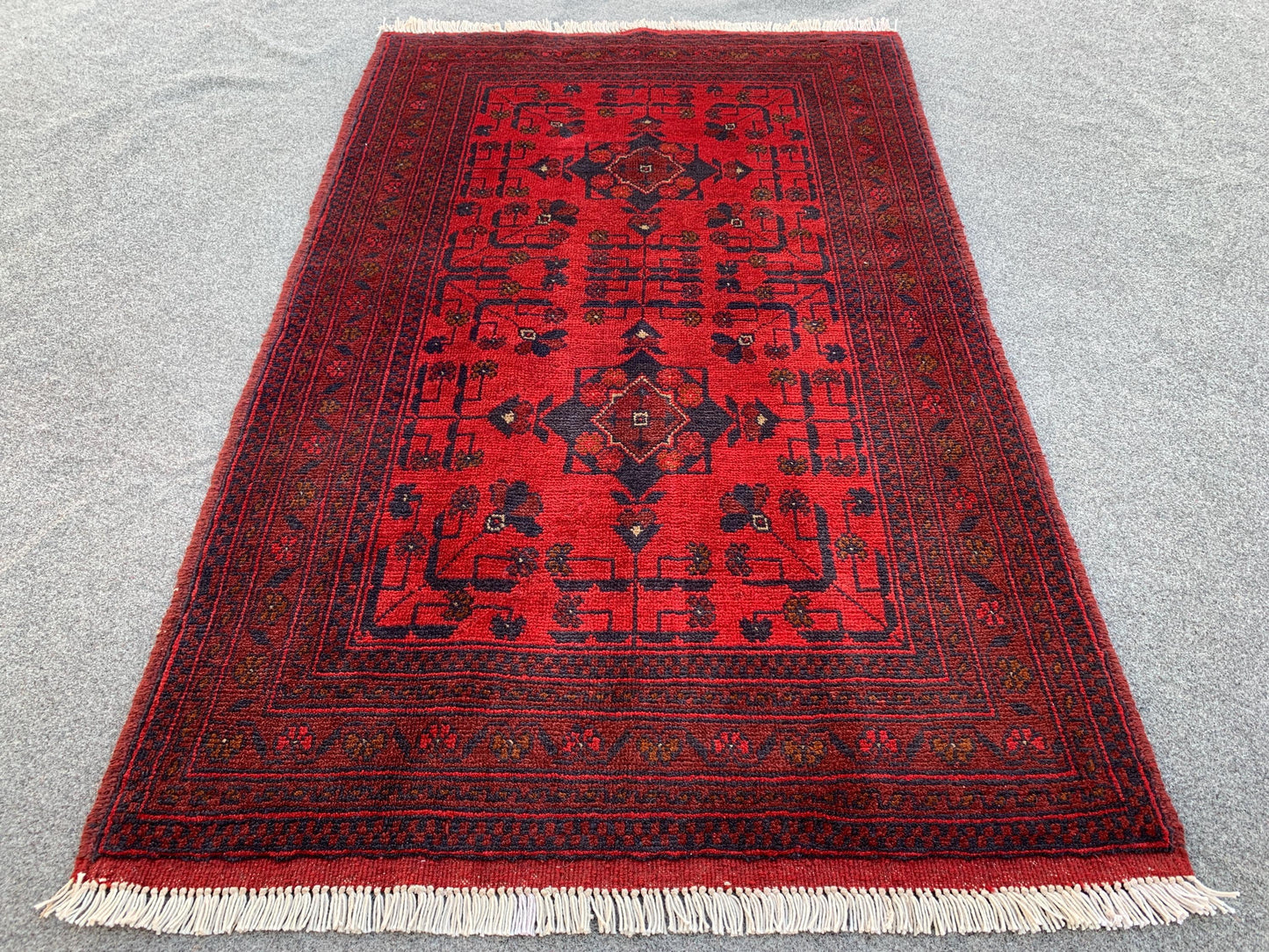 3x4 ft Afghan Handmade Rug Vintage Bukhara Bukhara design