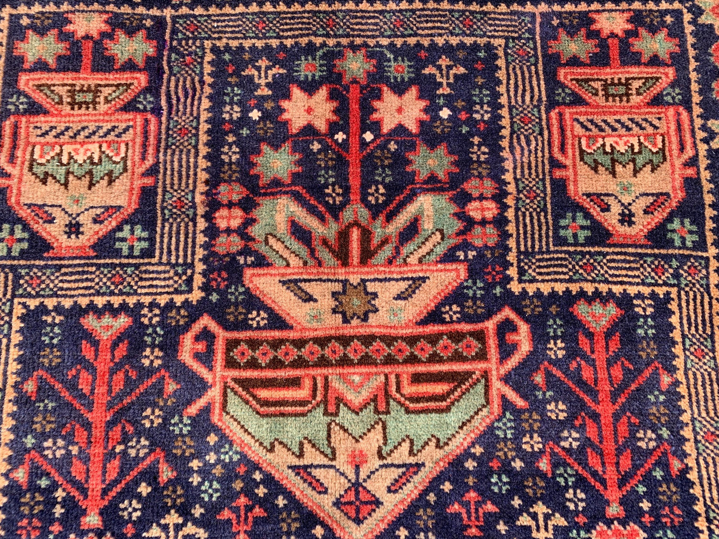 Antique Prayer Rug 3x4 ft Floral Baluchi Rug, .