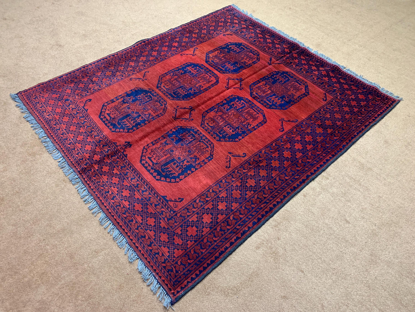 Vintage Rug 5x6 ft Handmade Antique Ersari design Khal Muhammadi Rug,