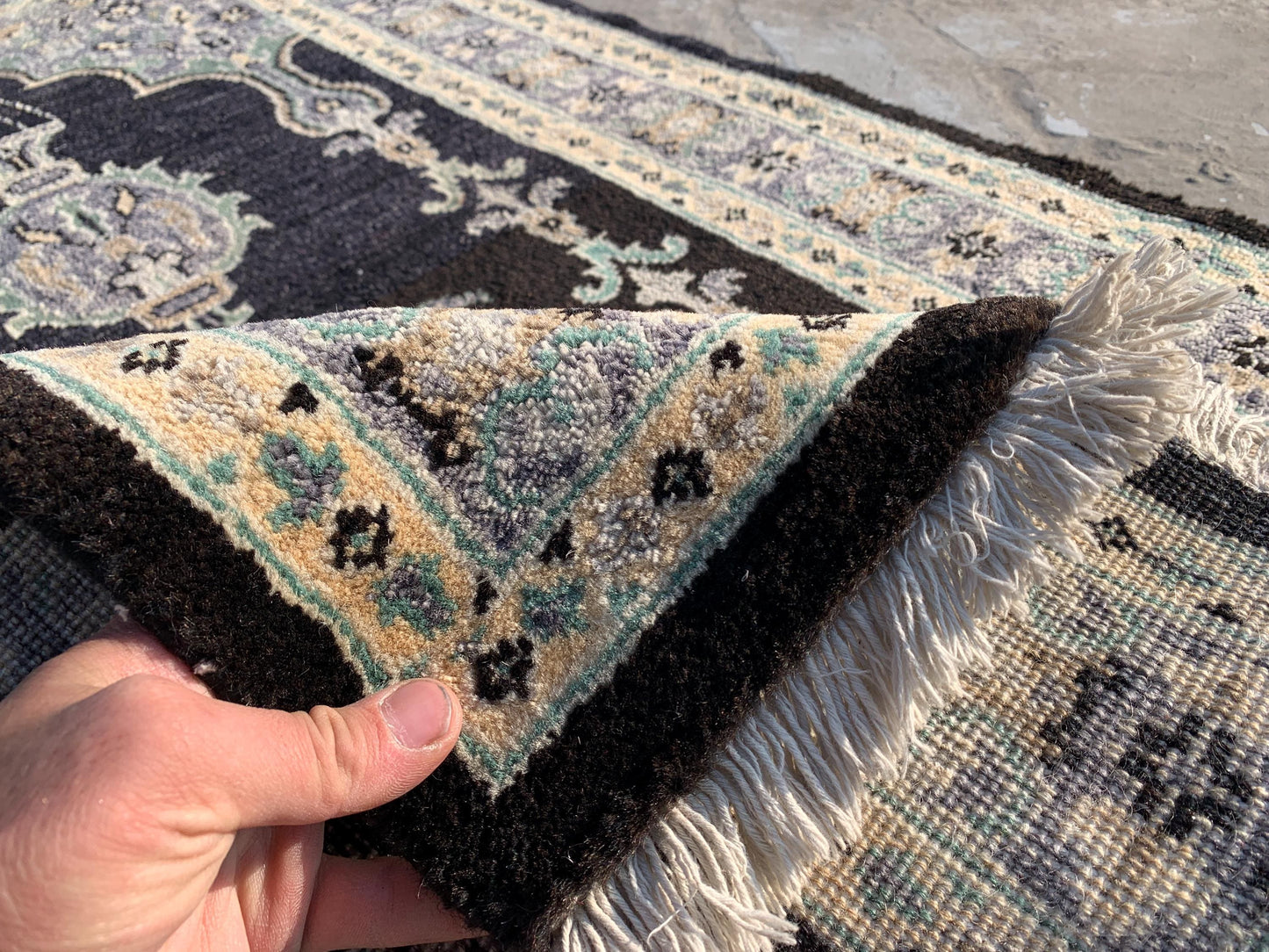 Black Afghan Rug, 3x4 ft High Quality Afghan Rug,