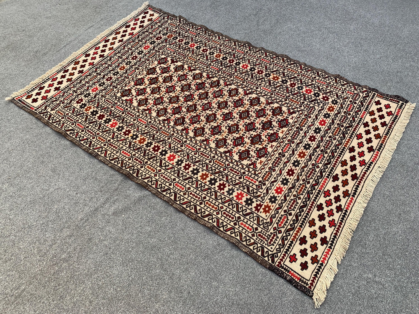 4x6 ft Beige Afghan Kilim Rug, Herati Sumak Kilim Rug,