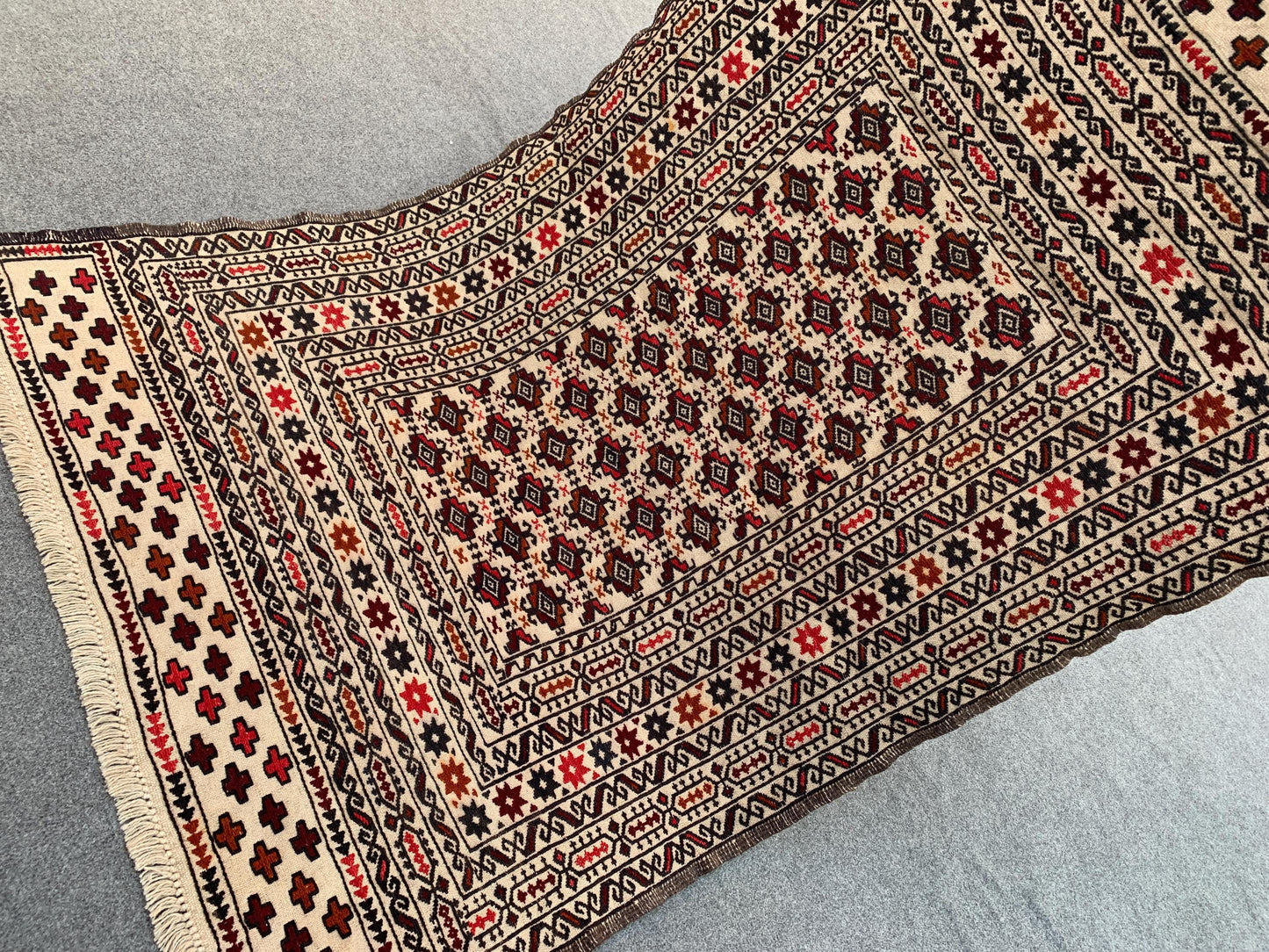 4x6 ft Beige Afghan Kilim Rug, Herati Sumak Kilim Rug,