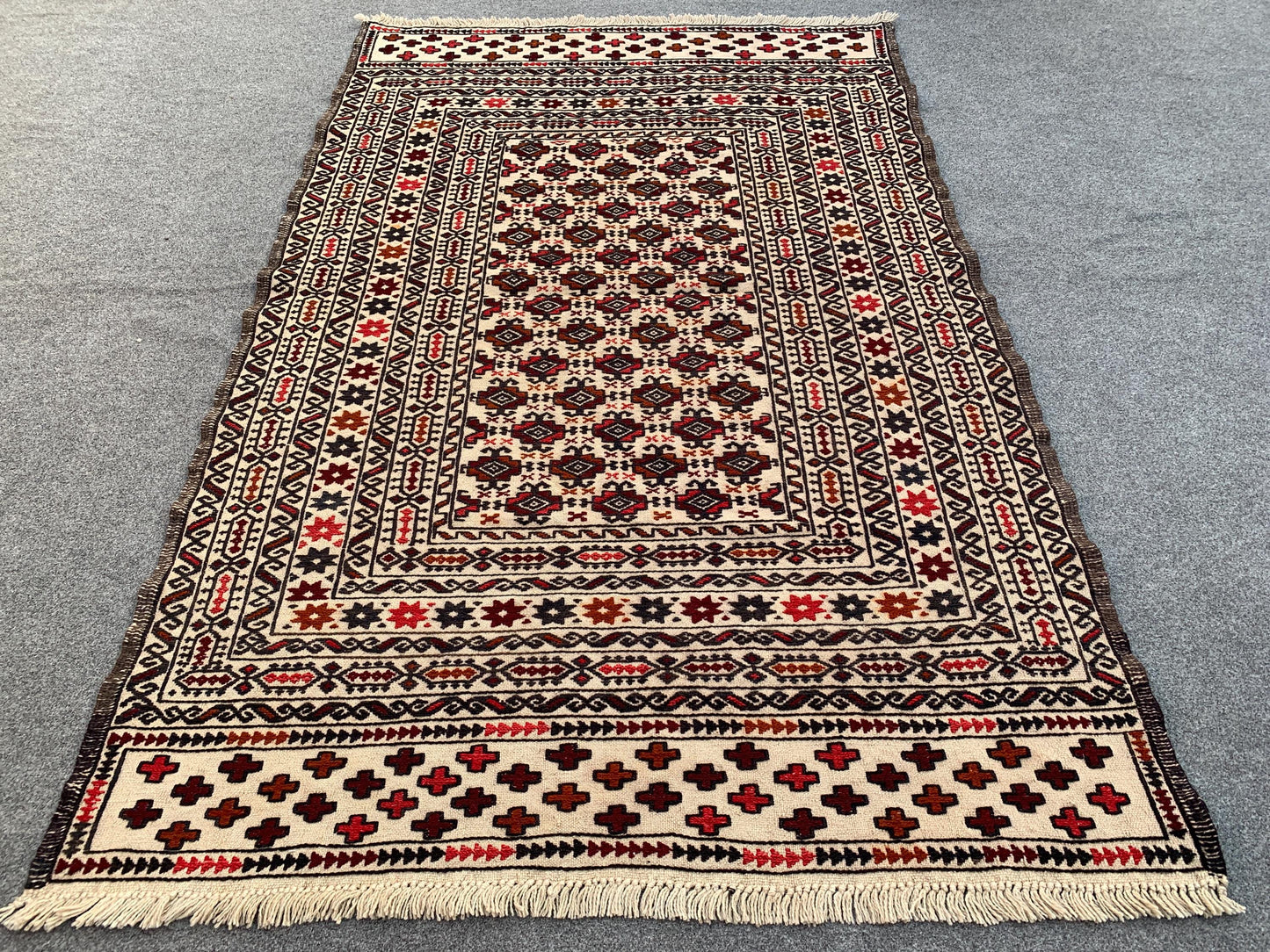 4x6 ft Beige Afghan Kilim Rug, Herati Sumak Kilim Rug,