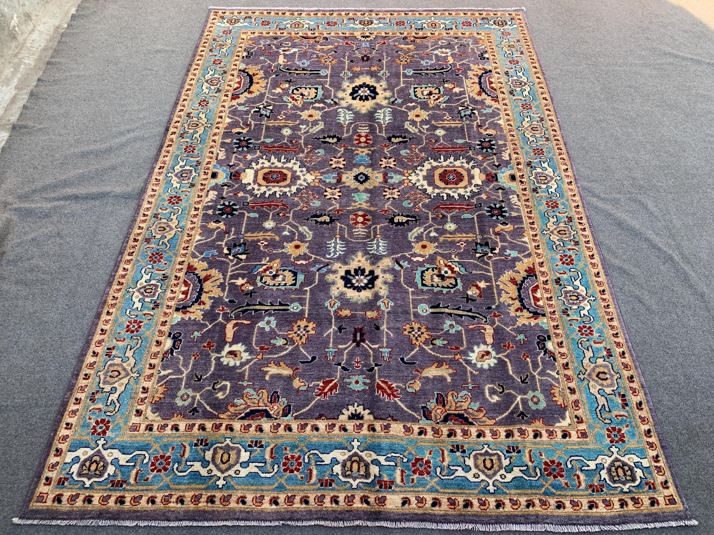 Dark Purple Afghan Chobi Rug 7x10 Handmade Turkmen Natural Rug,