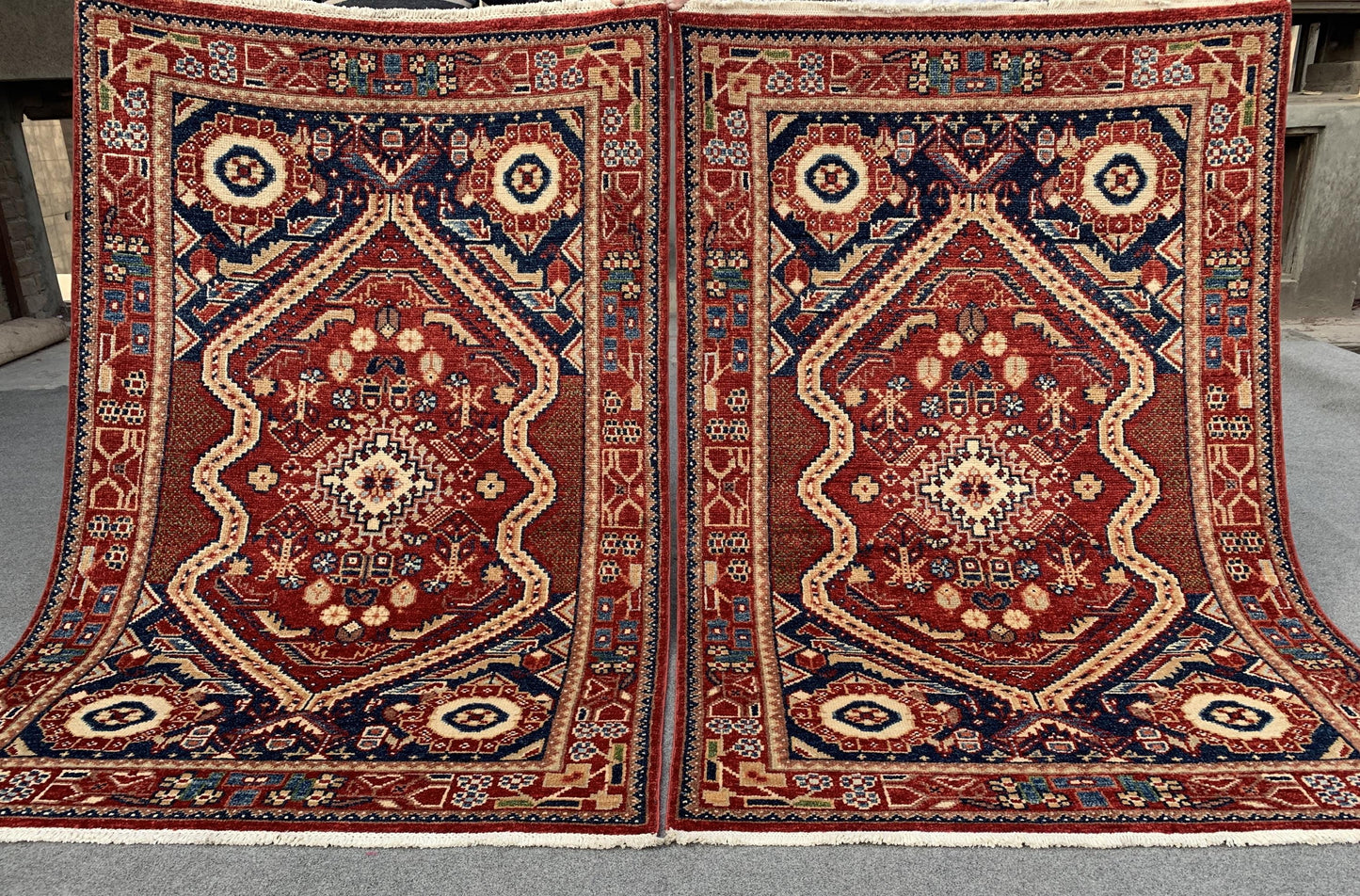 Set of 2 Piece , Handmade Afghan Rug Turkish design High Quality rug