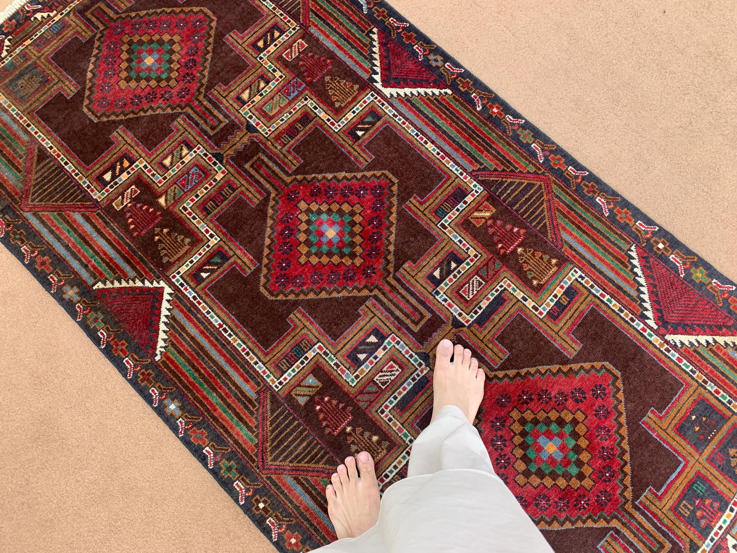 3x6 ft Vintage Afghan Herati Baluchi Rug