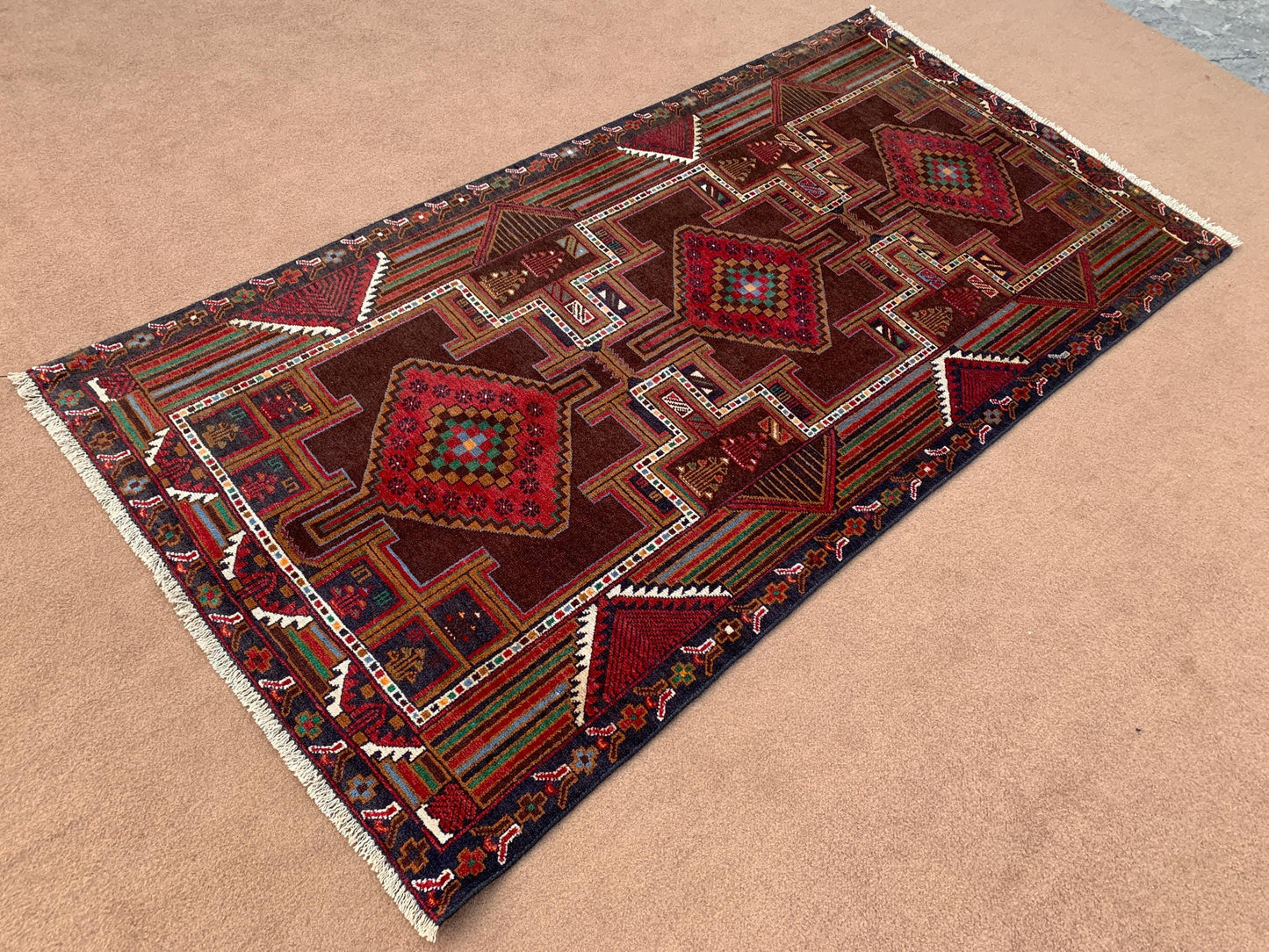 3x6 ft Vintage Afghan Herati Baluchi Rug