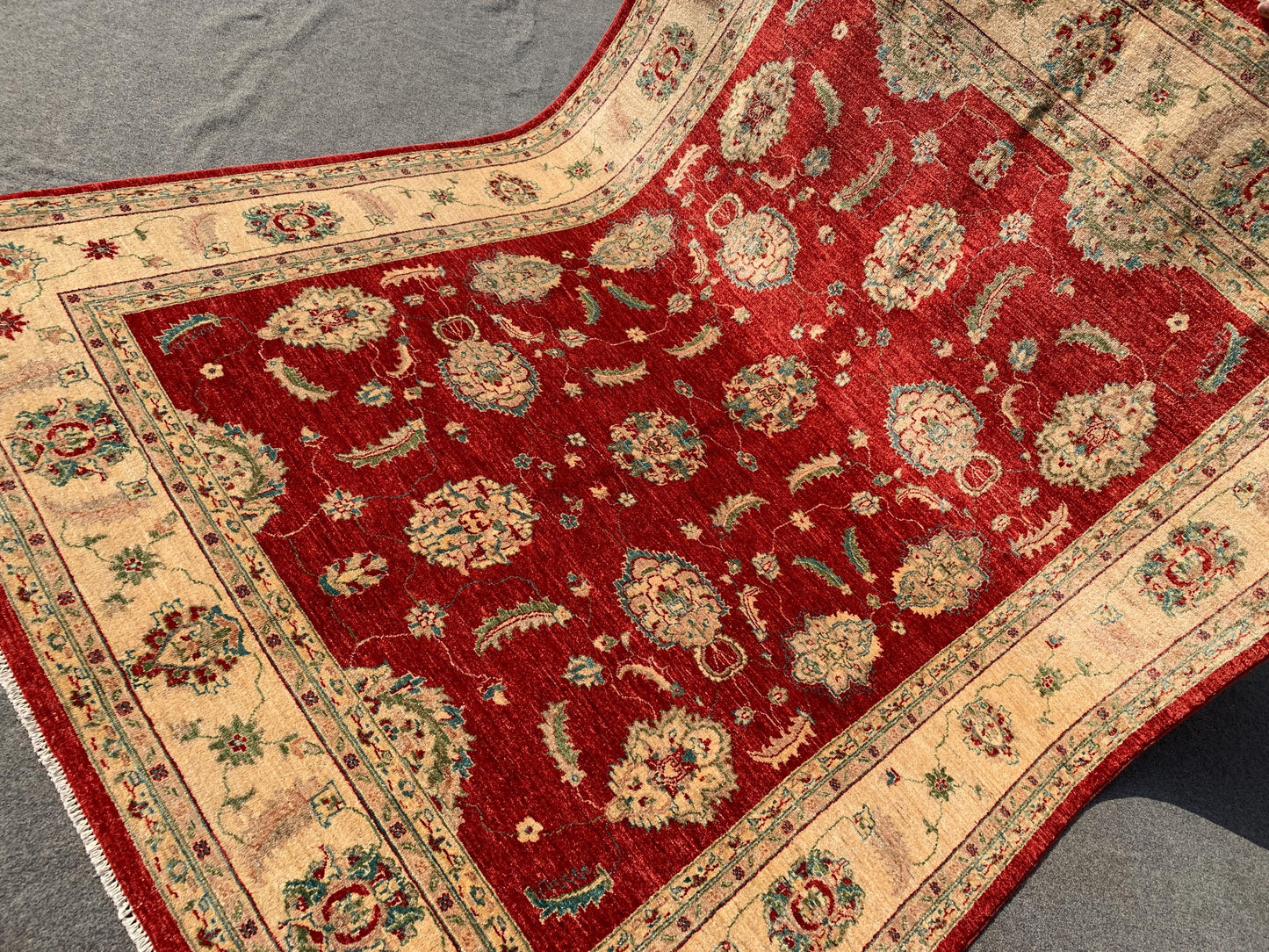 Red Beige Chobi Rug 6x8 ft Afghan High Quality Handmade Wool Rug
