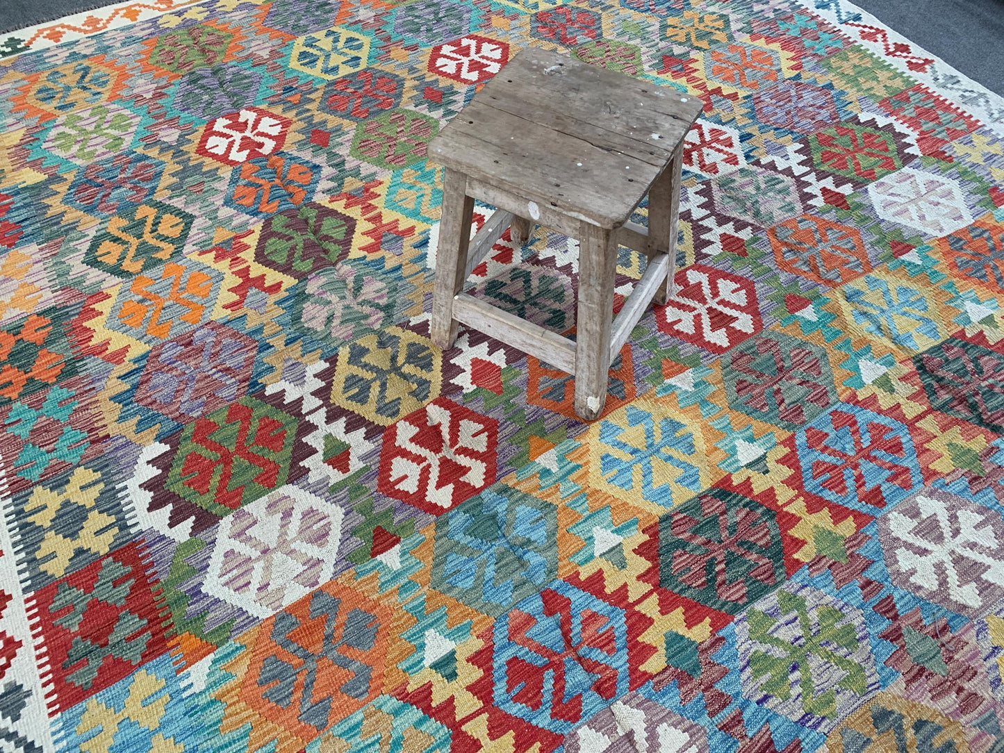 Chobi Maimana Kilim Rug 9x10 Handmade Afghan Wool Kilim Rug, Flatweave Kilim Rug,