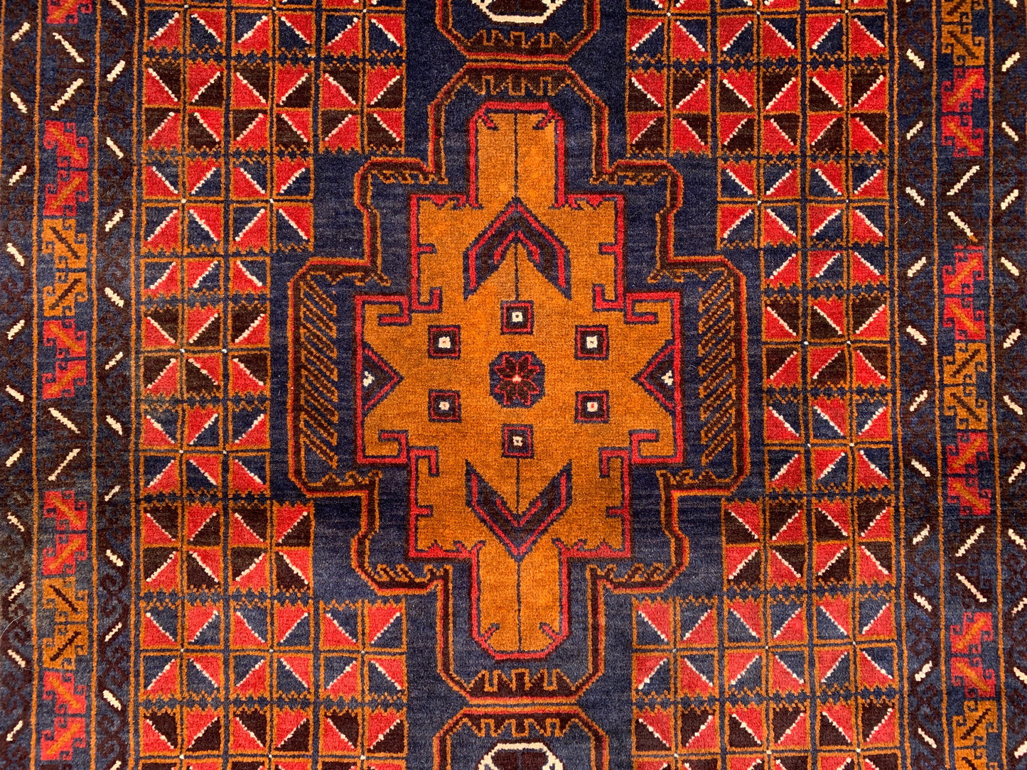 Geometric Vintage Rug 4x7 ft Herati Baluchi Rug Oriental Tribal Rug