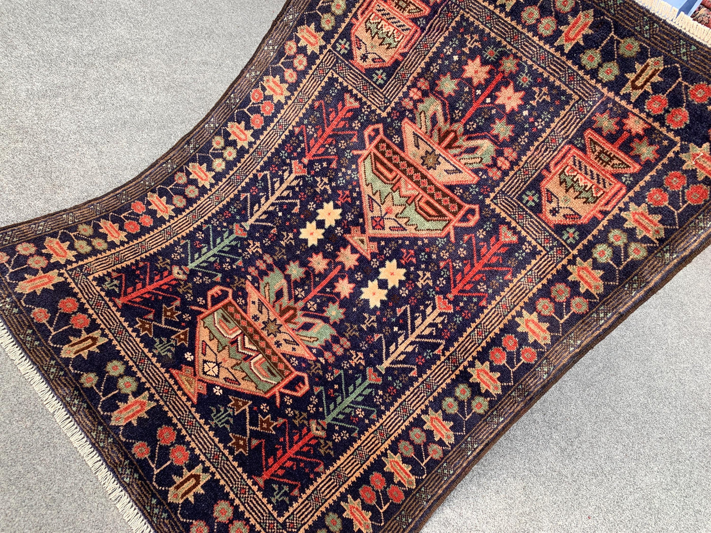 Antique Prayer Rug 3x4 ft Floral Baluchi Rug, .